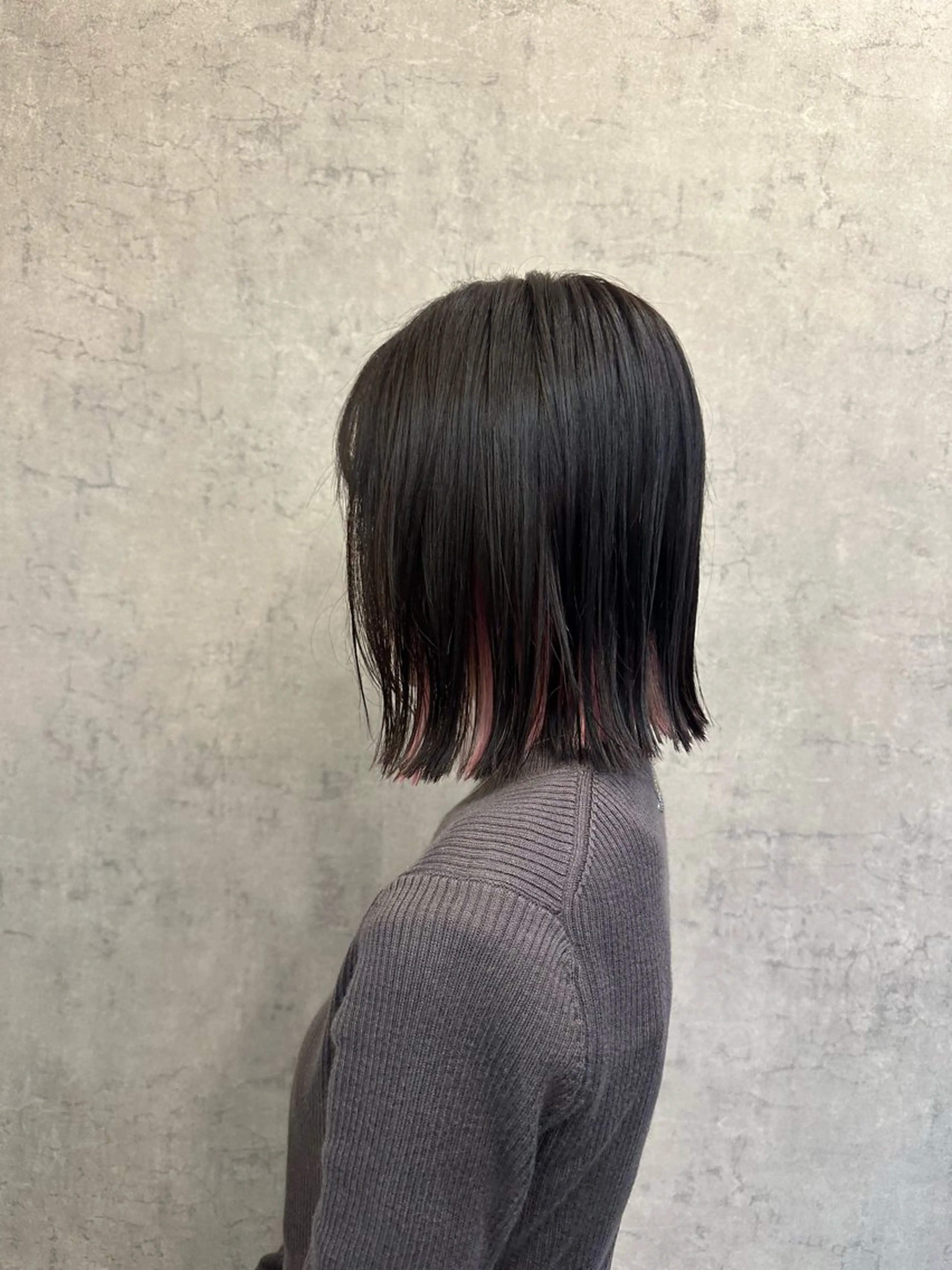 ミディアム ボブ カット ヘアカラー トリートメント 町田/透け感/透明感 Shibuのヘアスタイル