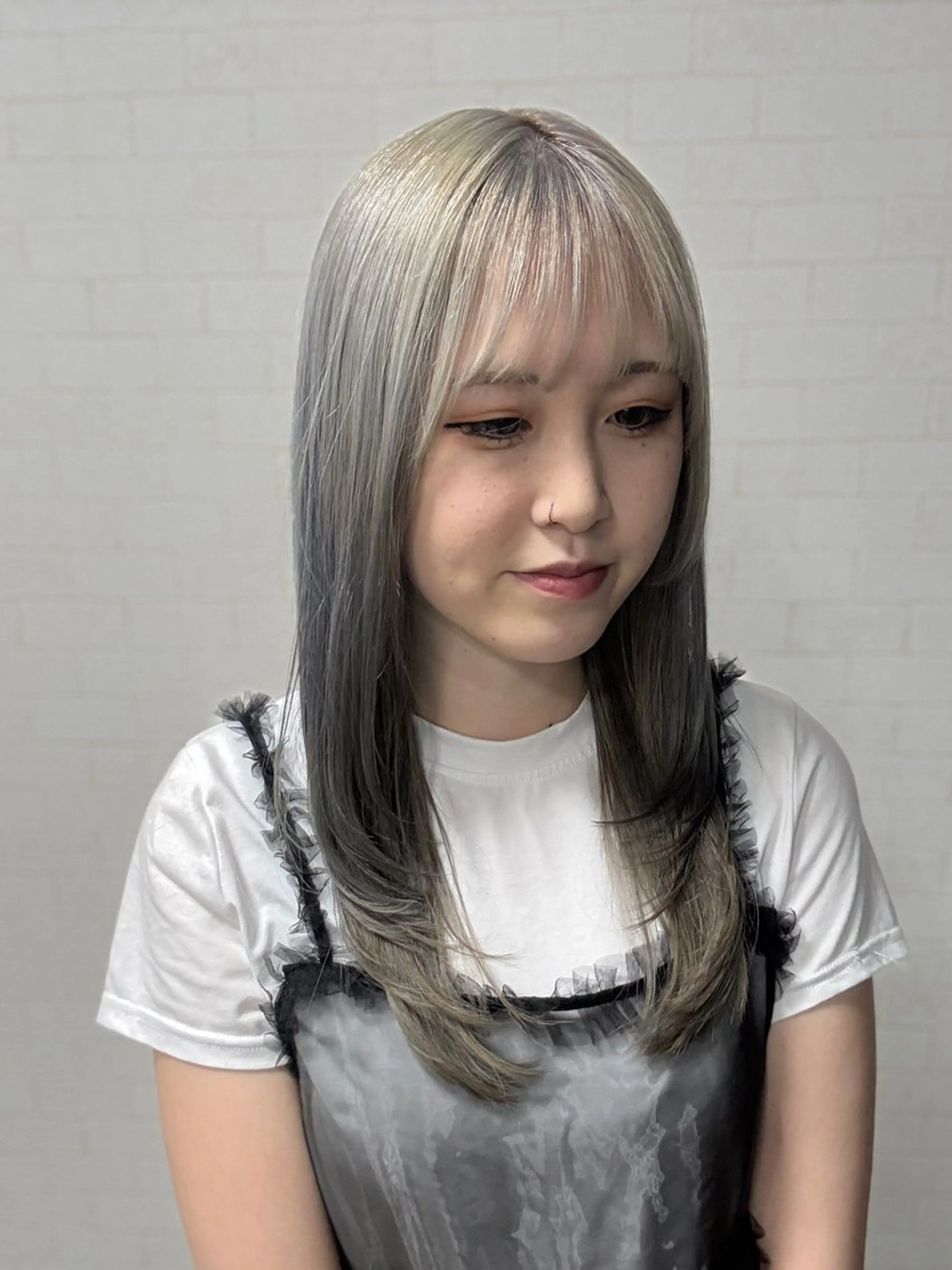 セミロング レイヤーカット カット ヘアカラー トリートメント 水元 聖流のヘアスタイル