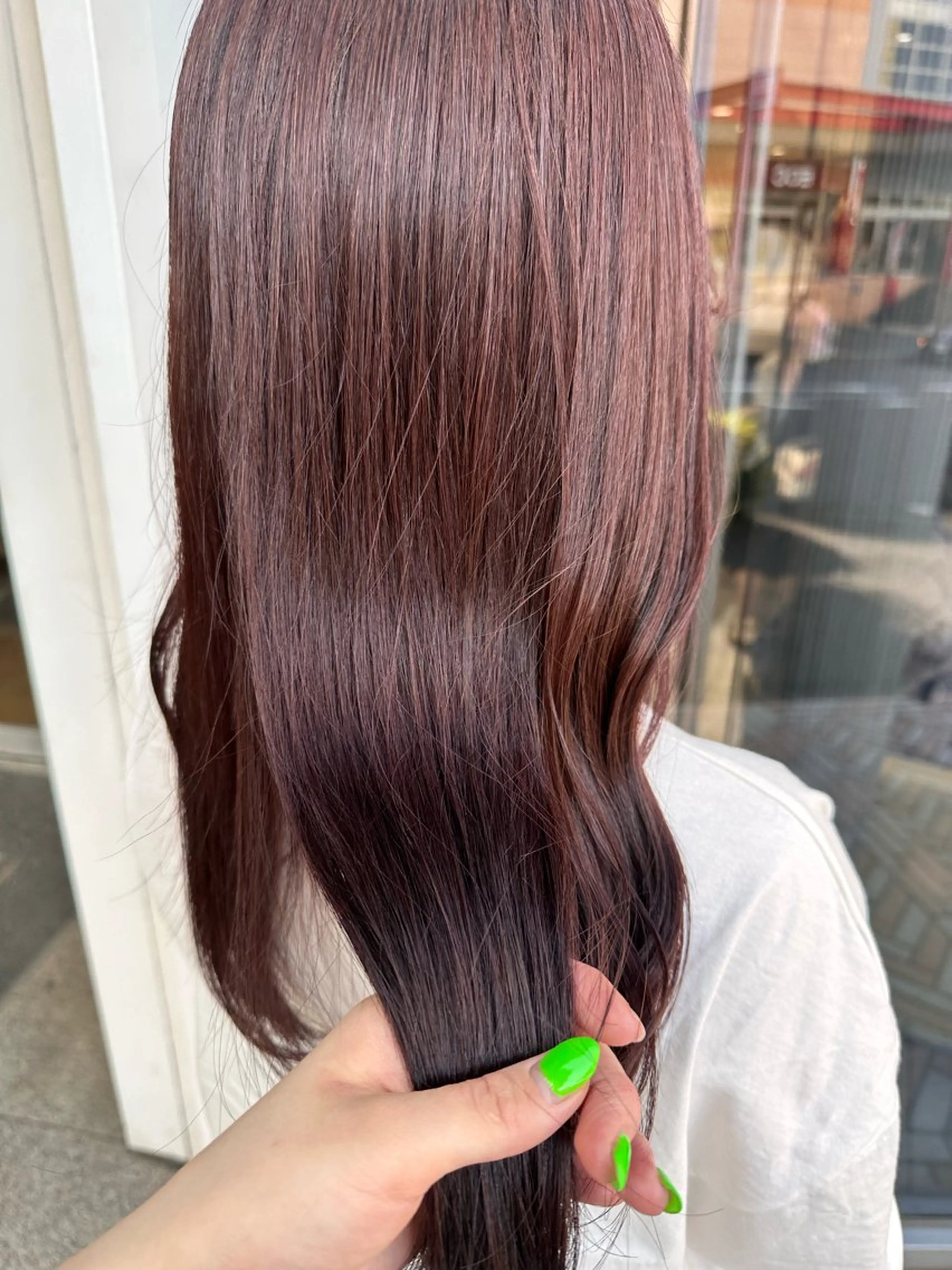 ロング カラー ブラウンカラー ピンクカラー ピンクブラウン カット ヘアカラー トリートメント クロスパーマ/うる艶 カラー/Kurumiのヘアスタイル