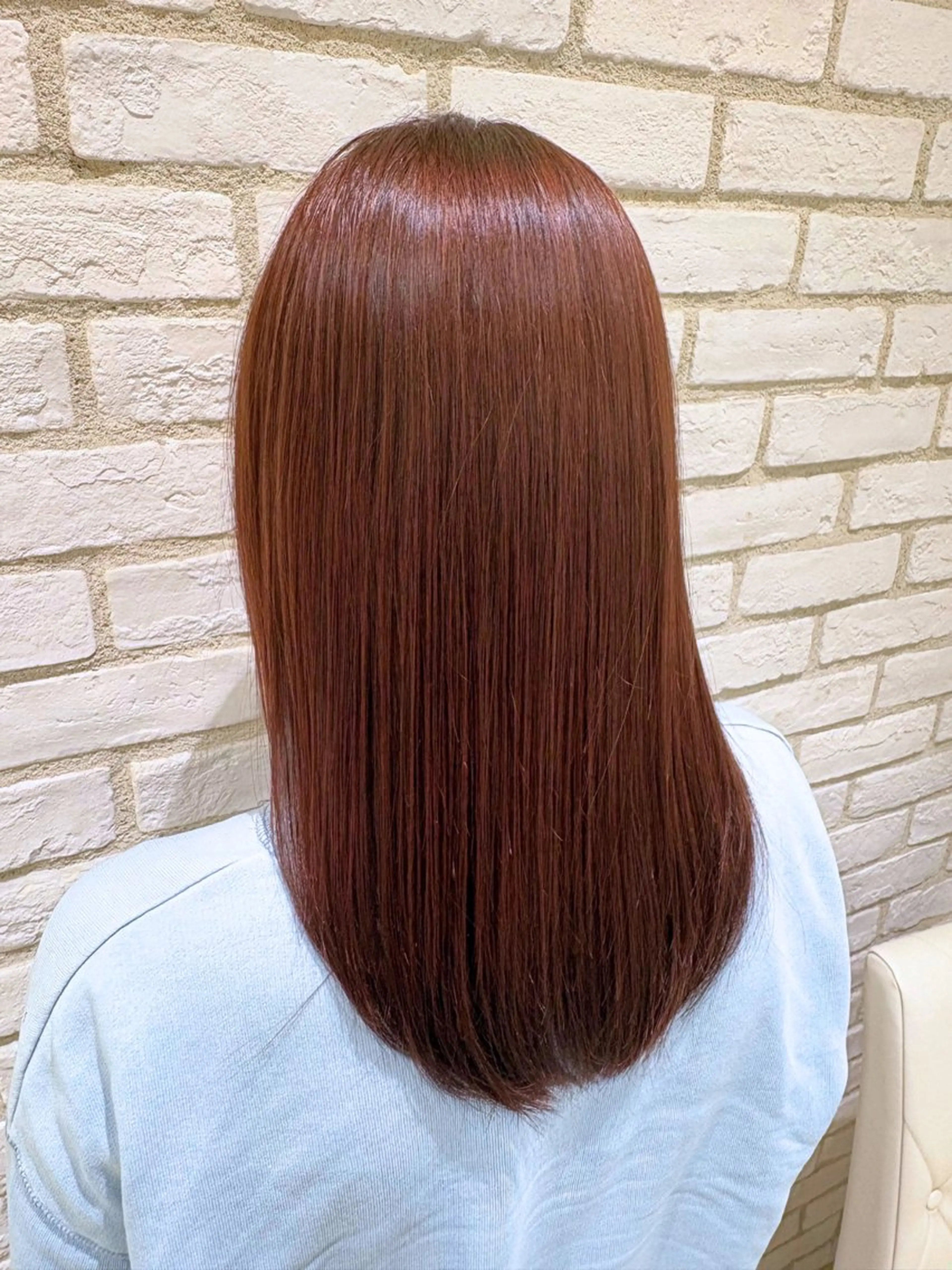 ロング カット 縮毛矯正 トリートメント 髪質改善ストレート インナーカラーハズキのヘアスタイル