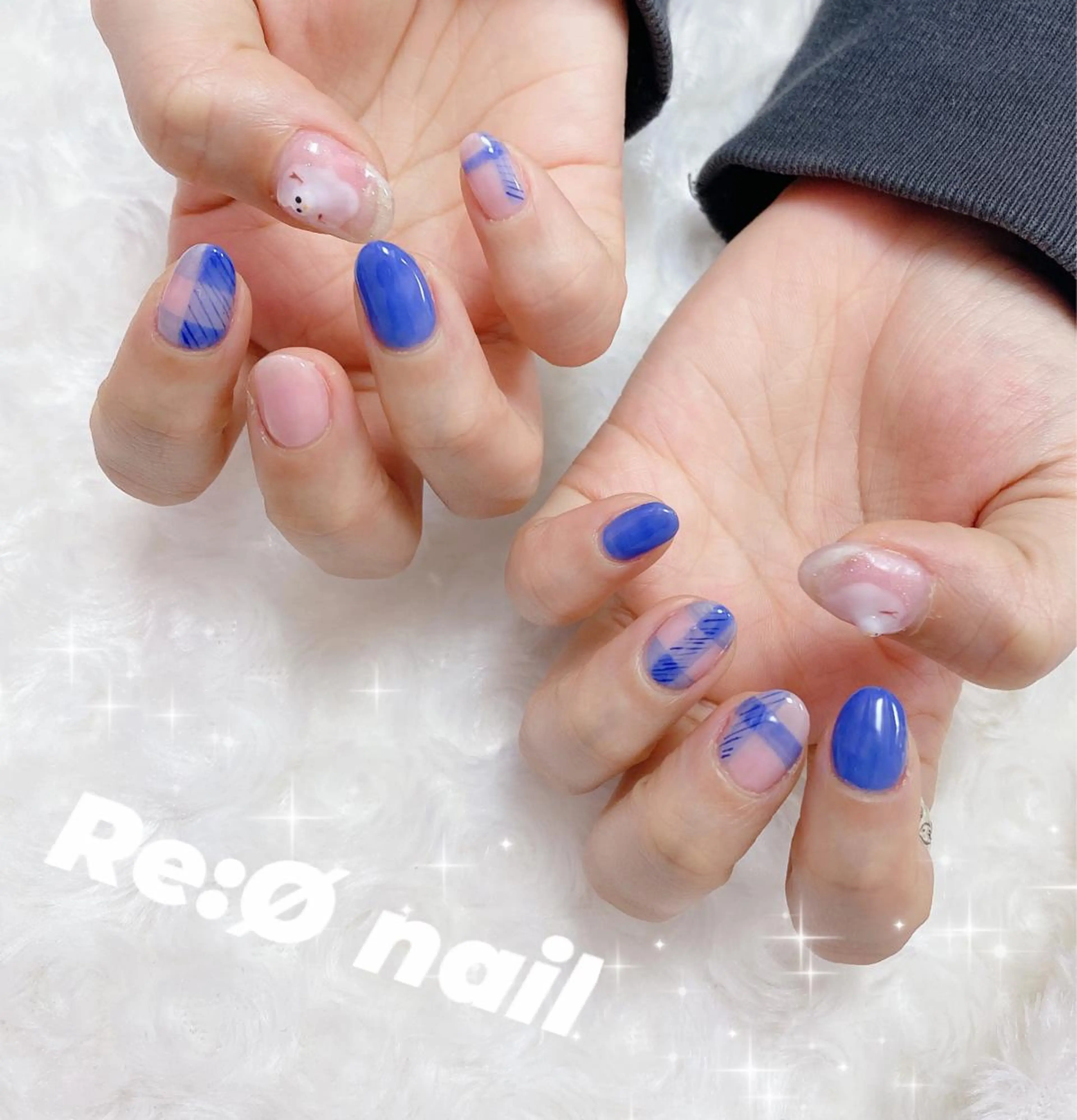 ネイル ブルー ハンドネイル Re:Ø nail 🩵TSUJIのネイルデザイン