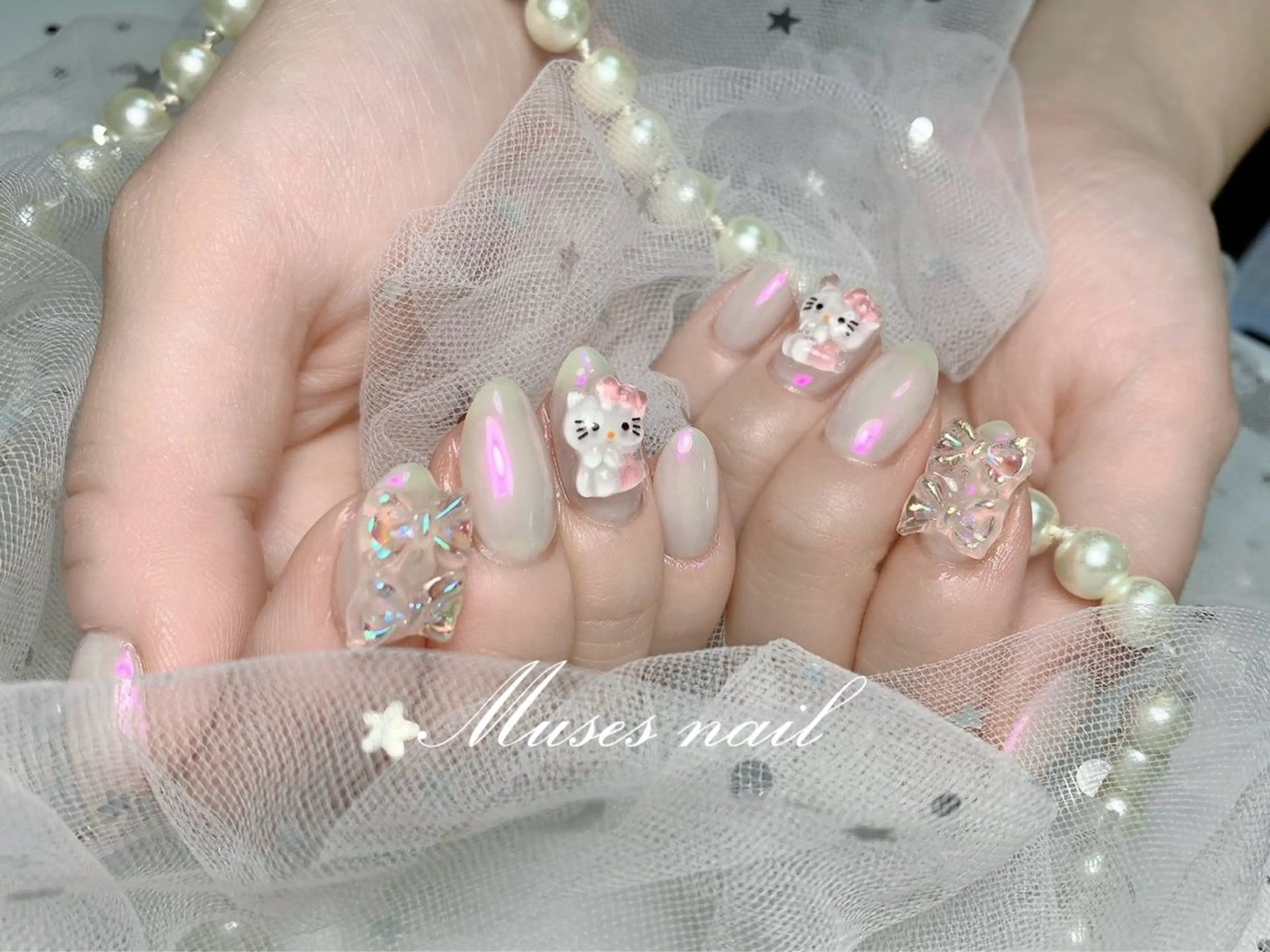 ネイル オーロラネイル チークネイル 長さ出し フレンチネイル ジェルネイル MUSES  NAIL  SALON所属・MUSES ネイルのネイルデザイン