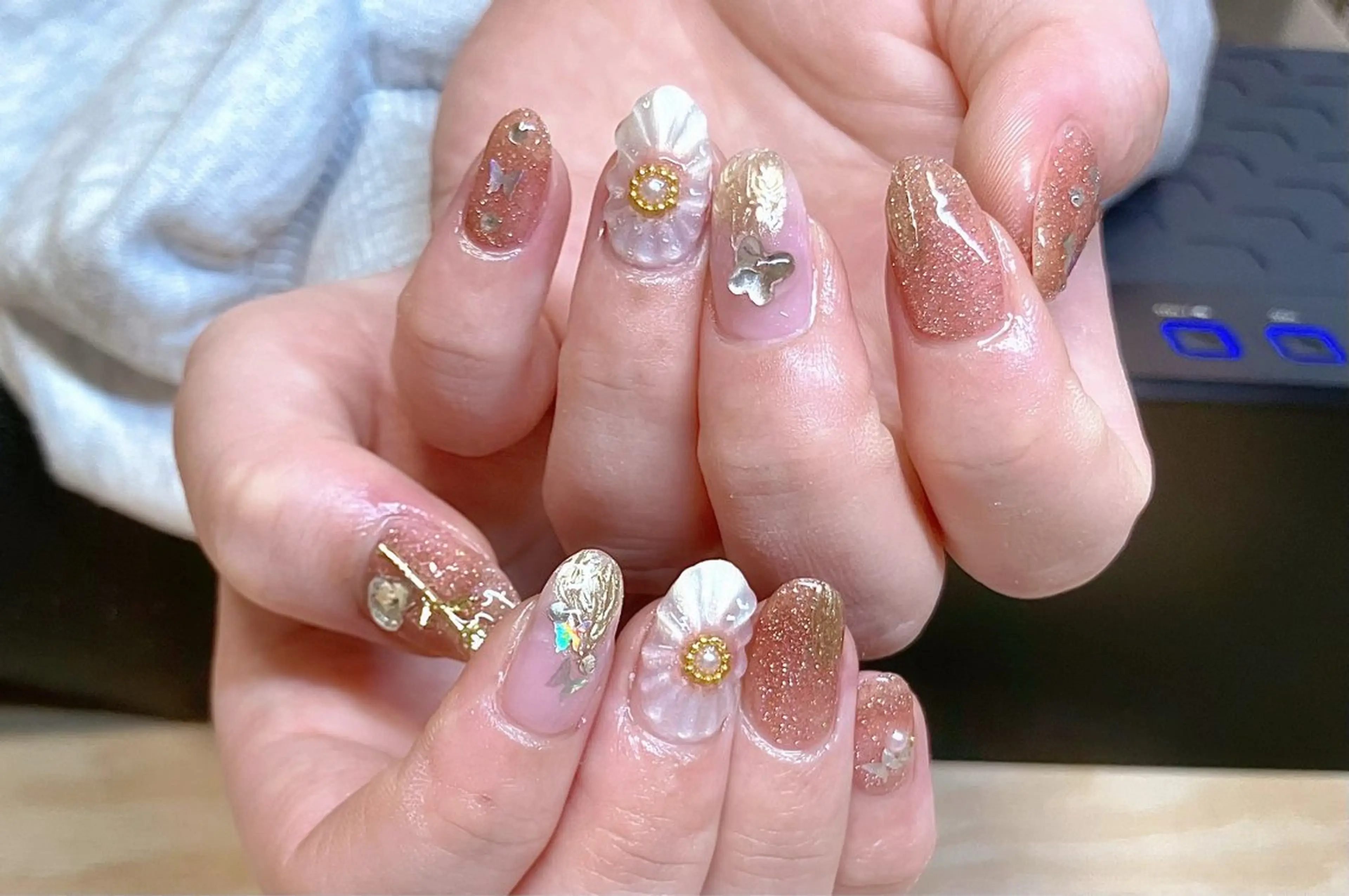 ネイル アートネイル ジェルネイル キラキラネイル マグネットネイル 大理石ネイル(マーブル) ハンドネイル RinRin　nail所属・孔 ジンシェンのネイルデザイン