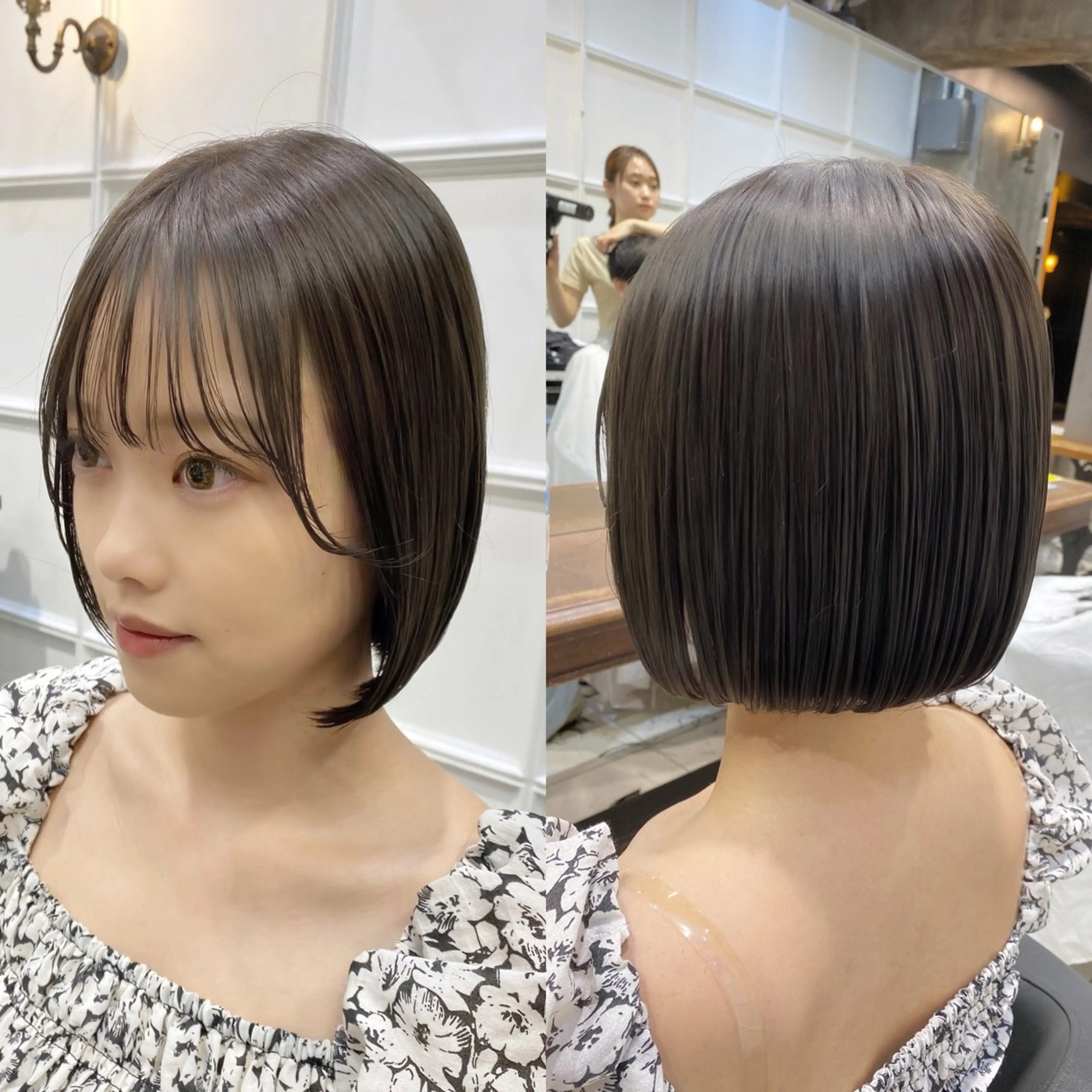 ショート カラー グレージュ ボブ ブリーチなしダブル カラー🧸🐺陽介のヘアスタイル