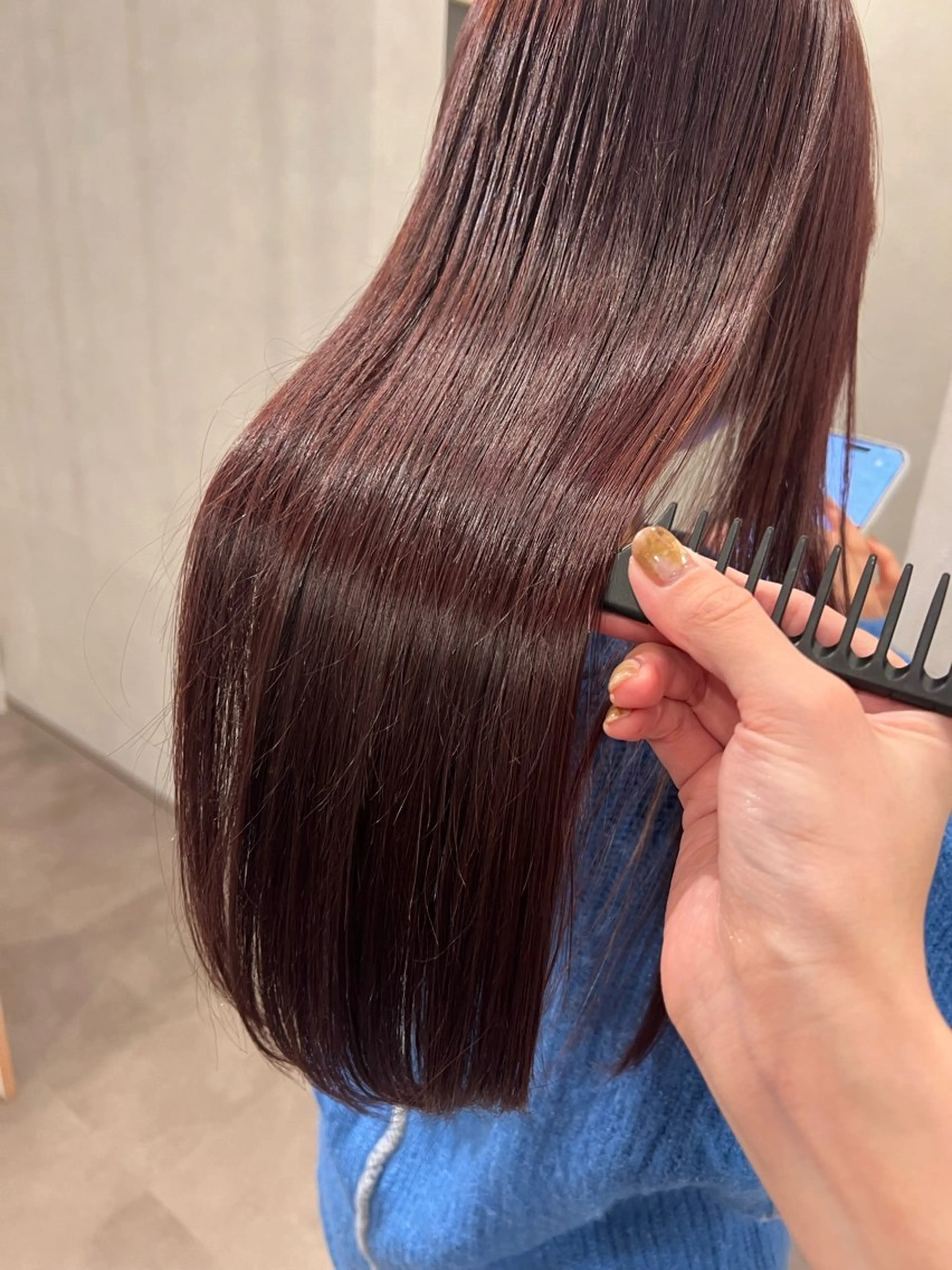 ロング カラー グレージュ ラベンダーカラー ラベンダーグレージュ ラベンダーグレー 髪質改善 縮毛矯正/髪質改善 riwaのヘアスタイル