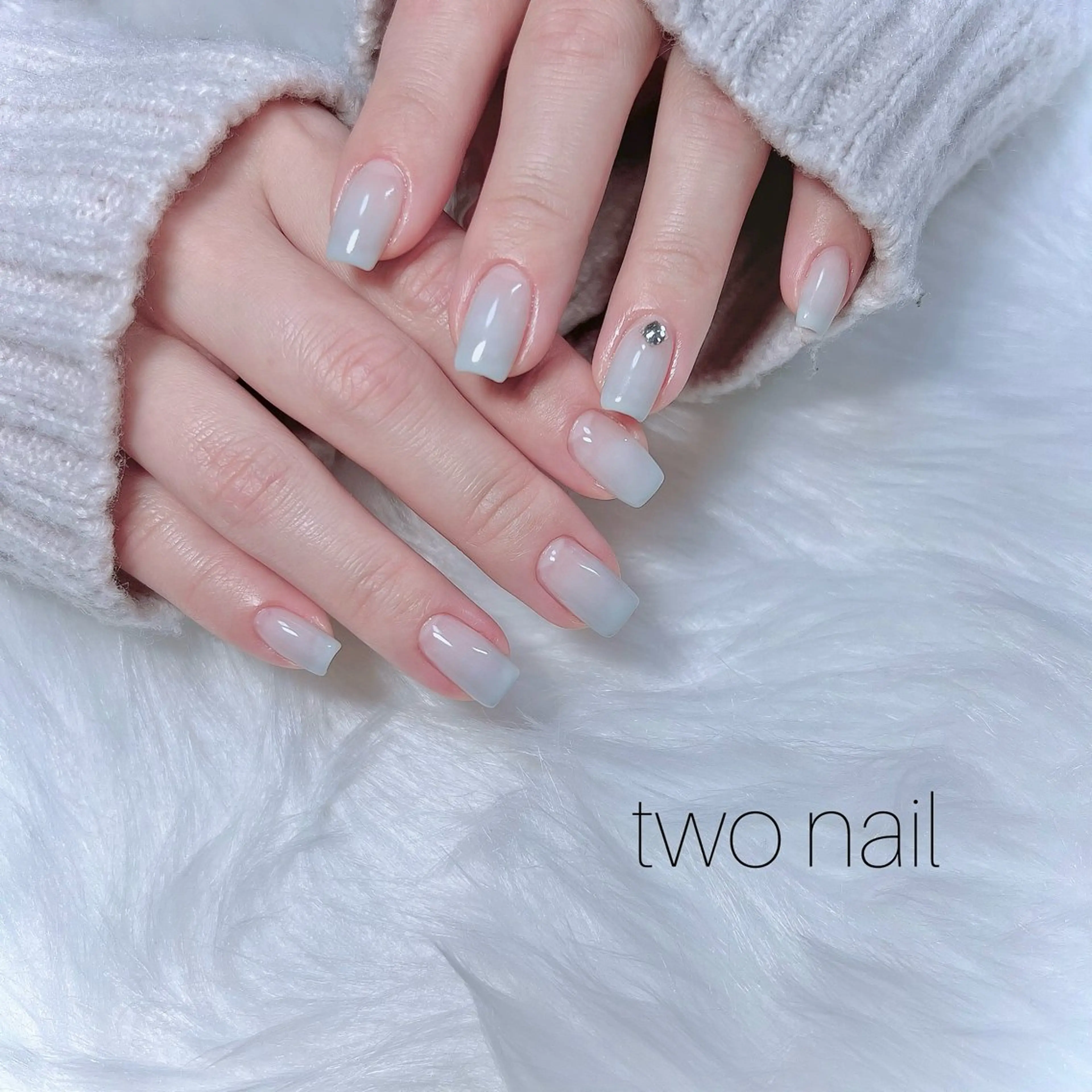 ネイル ブルー ネイルチップ ホワイト ハンドネイル two nailのネイルデザイン