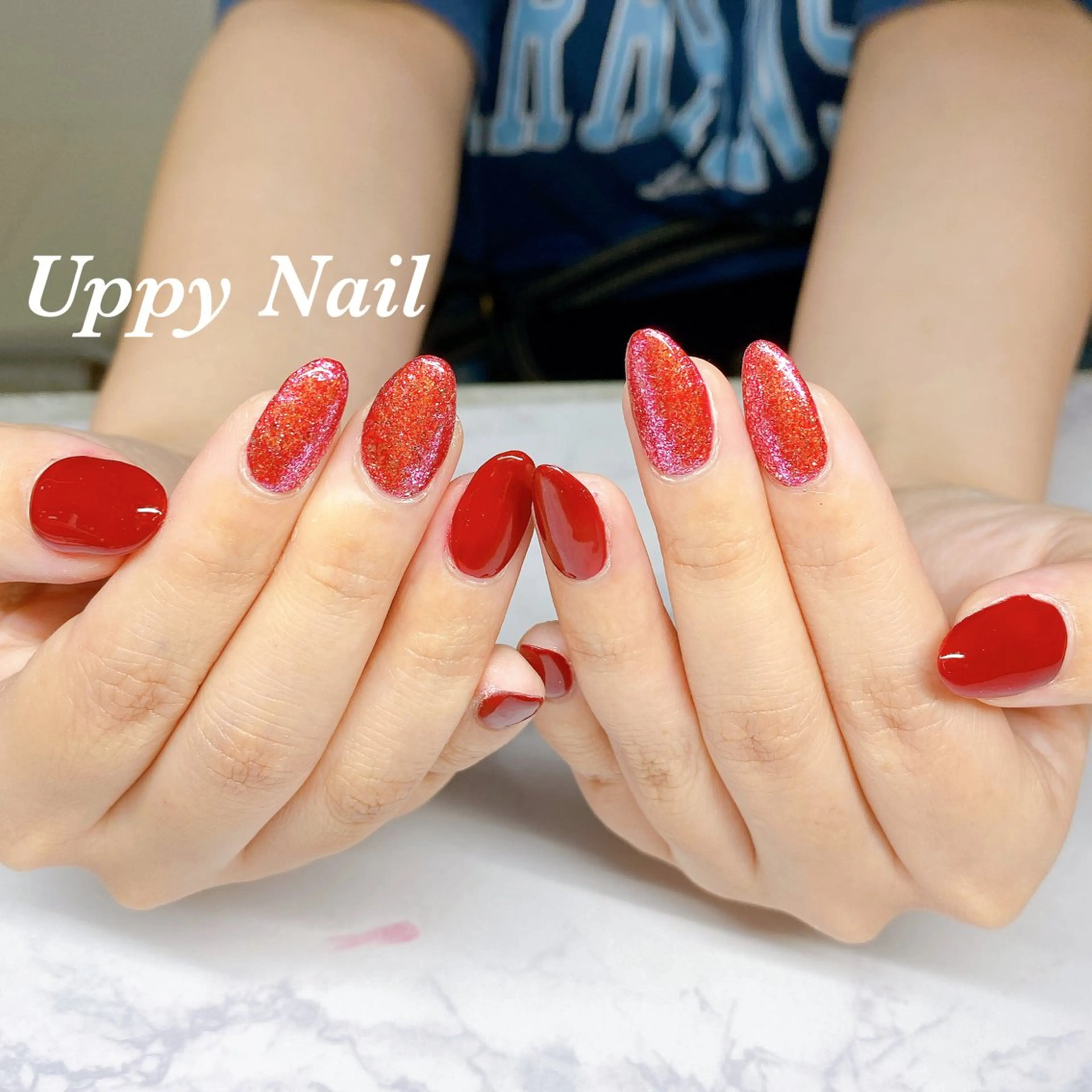 ネイル ボルドー ラメ(グリッター) ワンカラーネイル ハンドネイル Uppy Nail ukyoのネイルデザイン