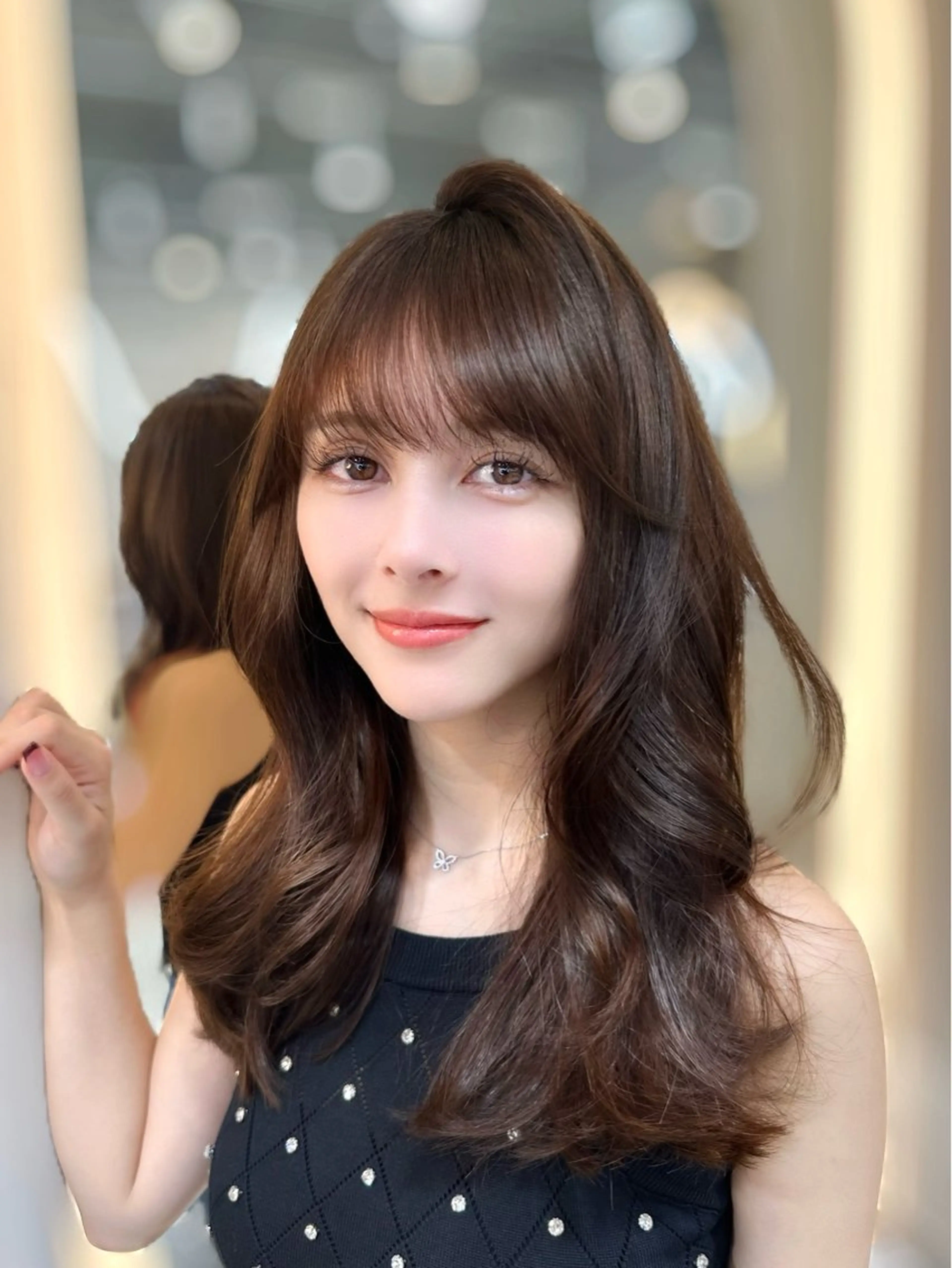 ミディアム カラー カット ヘアカラー トリートメント ヘアセット 新宿/韓国レイヤー 髪質改善カラー/角所のヘアスタイル