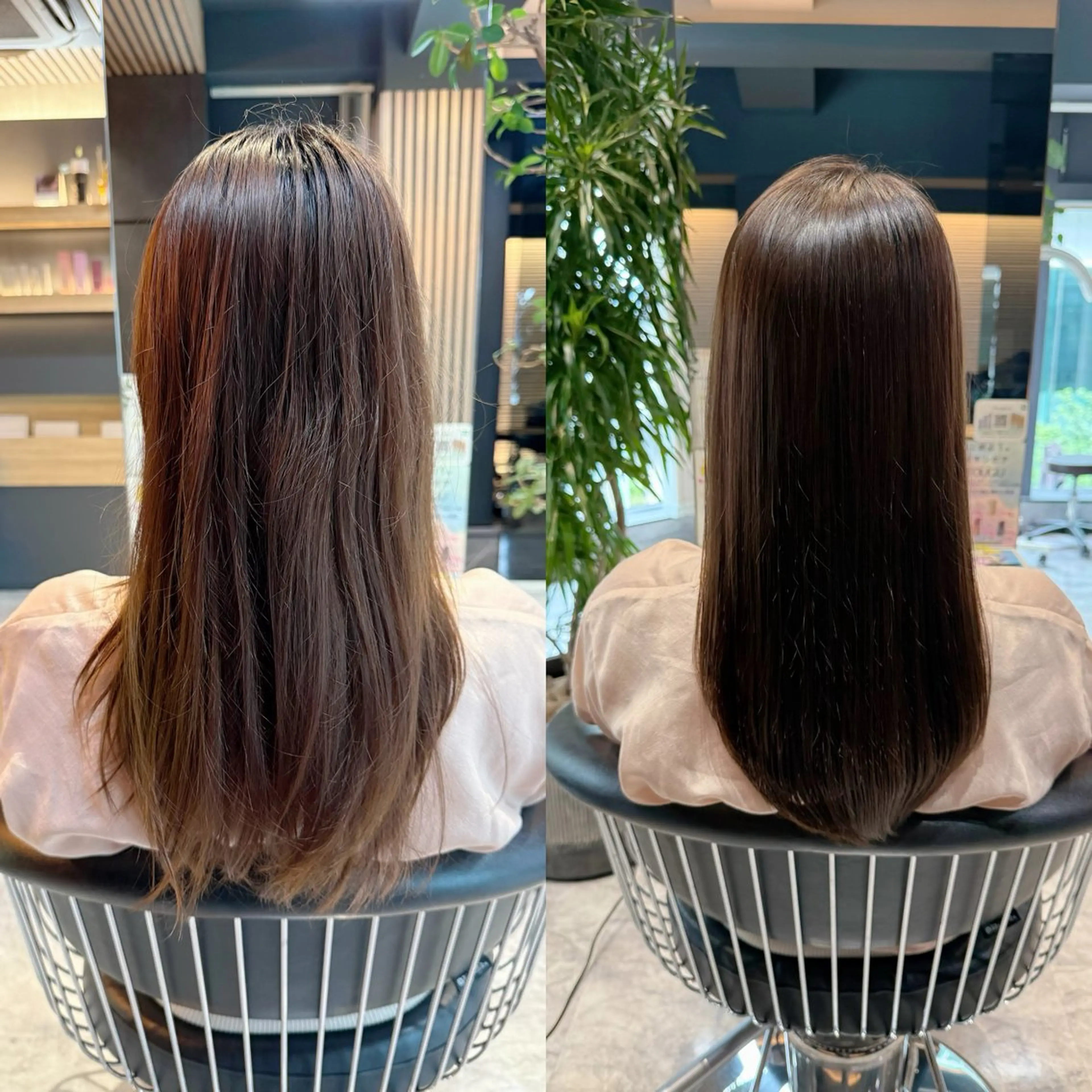 ロング 髪質改善 トリートメント 酸性ストレート ヘアカラー 縮毛矯正 トリートメント 縮毛矯正/酸性ストレ ート/艶カラー/堅田のヘアスタイル