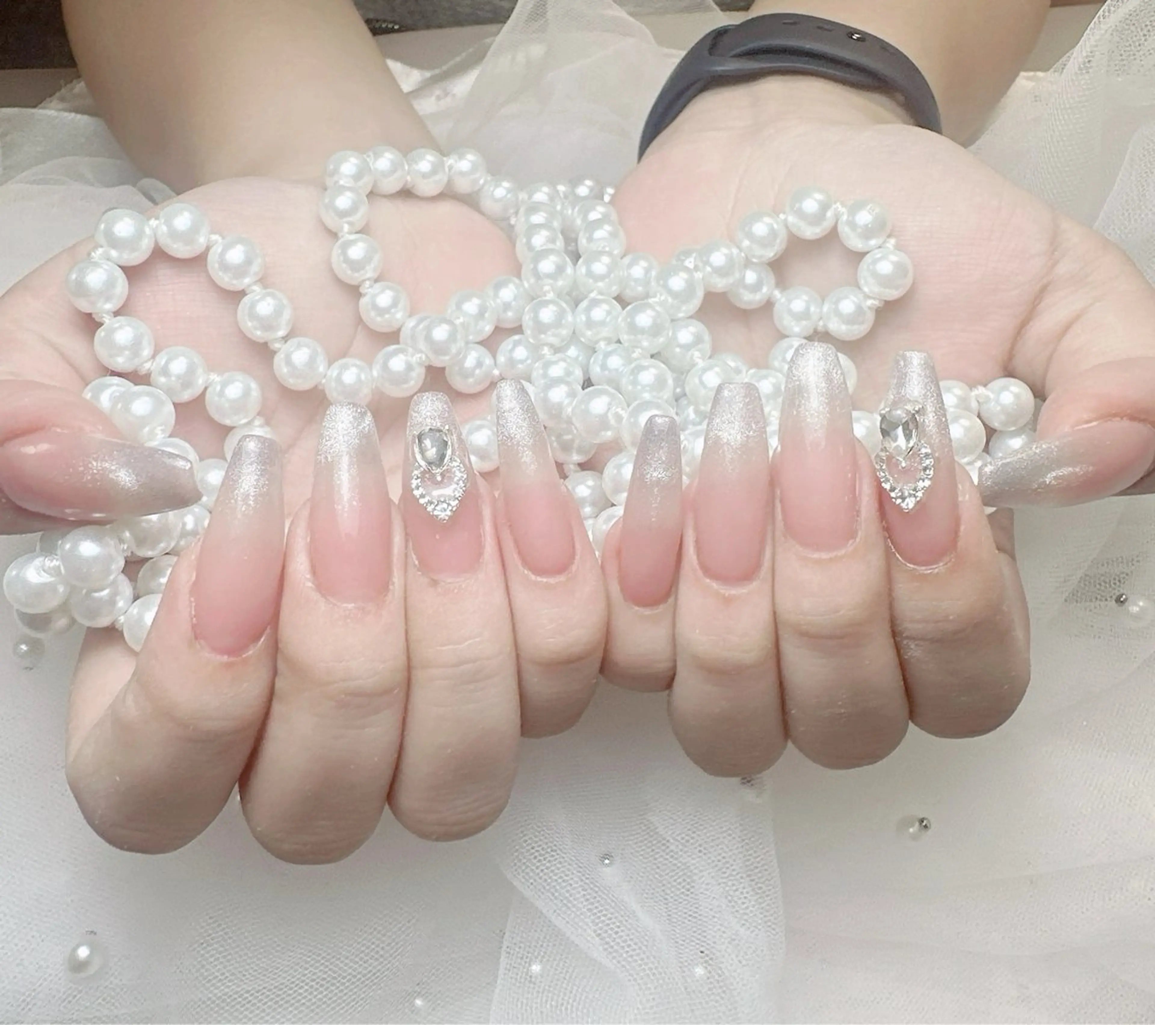 ネイル フレンチネイル ジェルネイル ハート 韓国ネイル マグネットネイル ハンドネイル ネイルサロン lotusのネイルデザイン