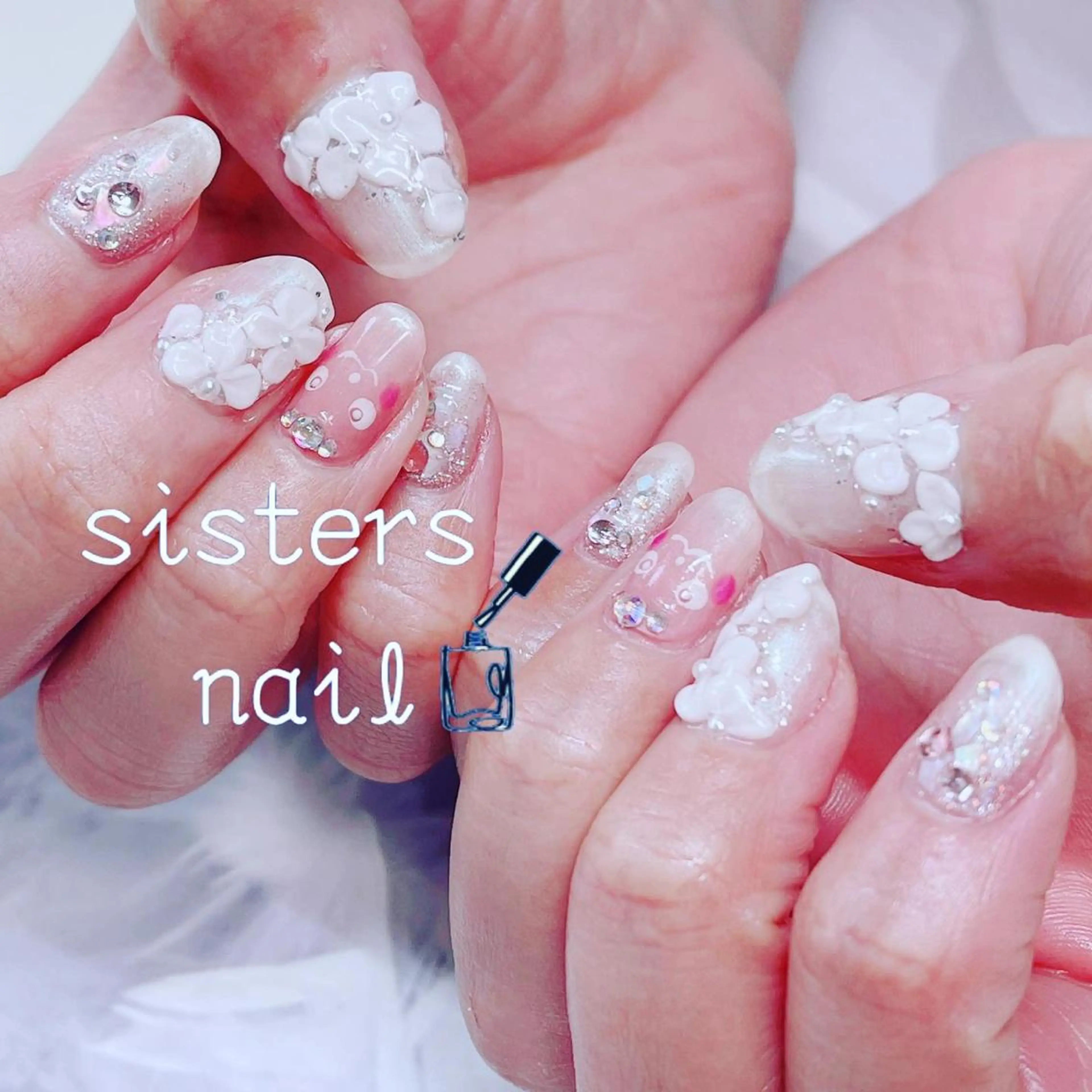 ネイル アートネイル フラワーネイル ニュアンスネイル 春ネイル ブライダルネイル ハンドネイル ハンドケア sisters nail.fのネイルデザイン