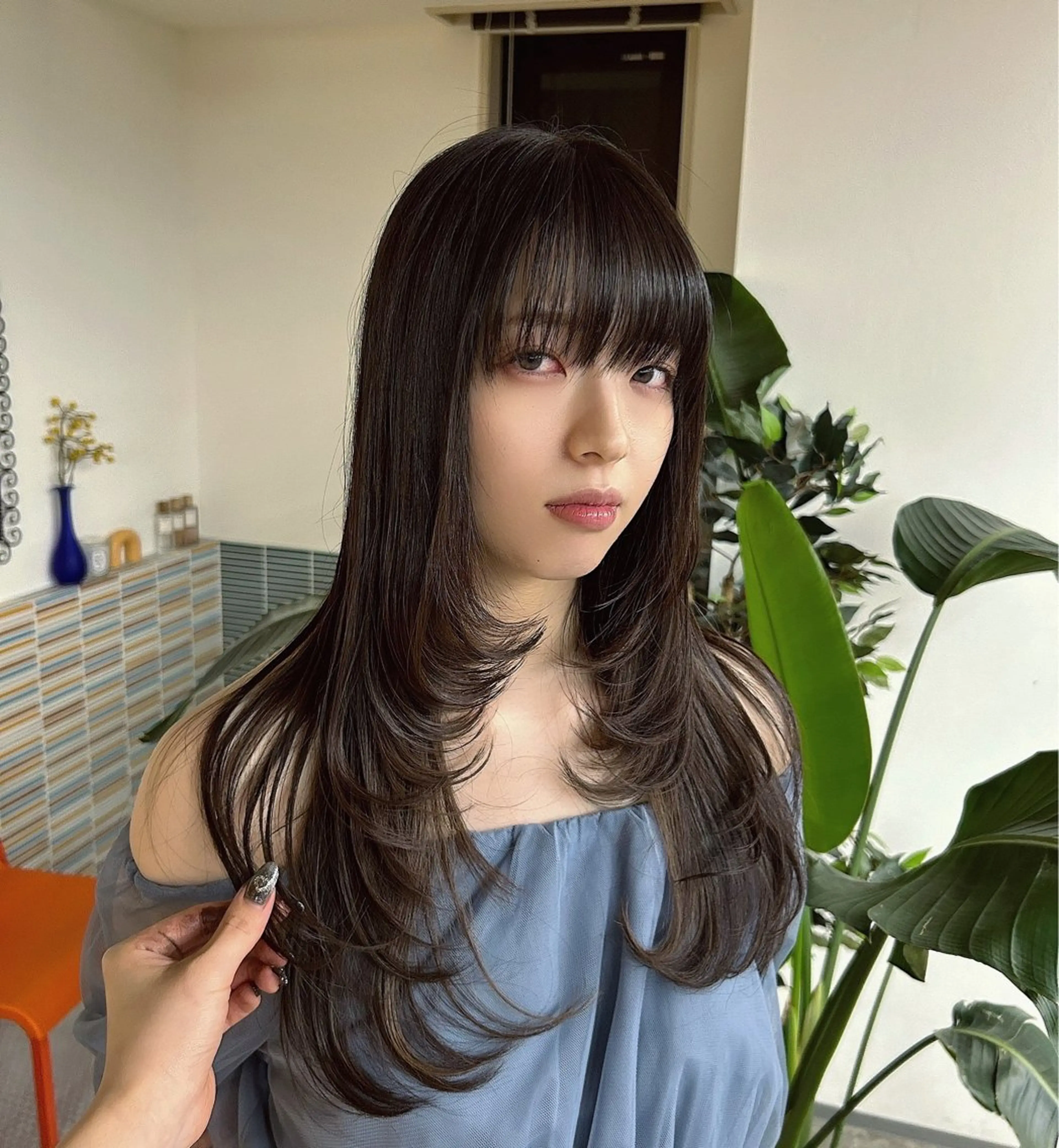 ロング カラー ブラウンカラー 顔まわりレイヤー レイヤーカット ブリーチ透明感 mikaのヘアスタイル