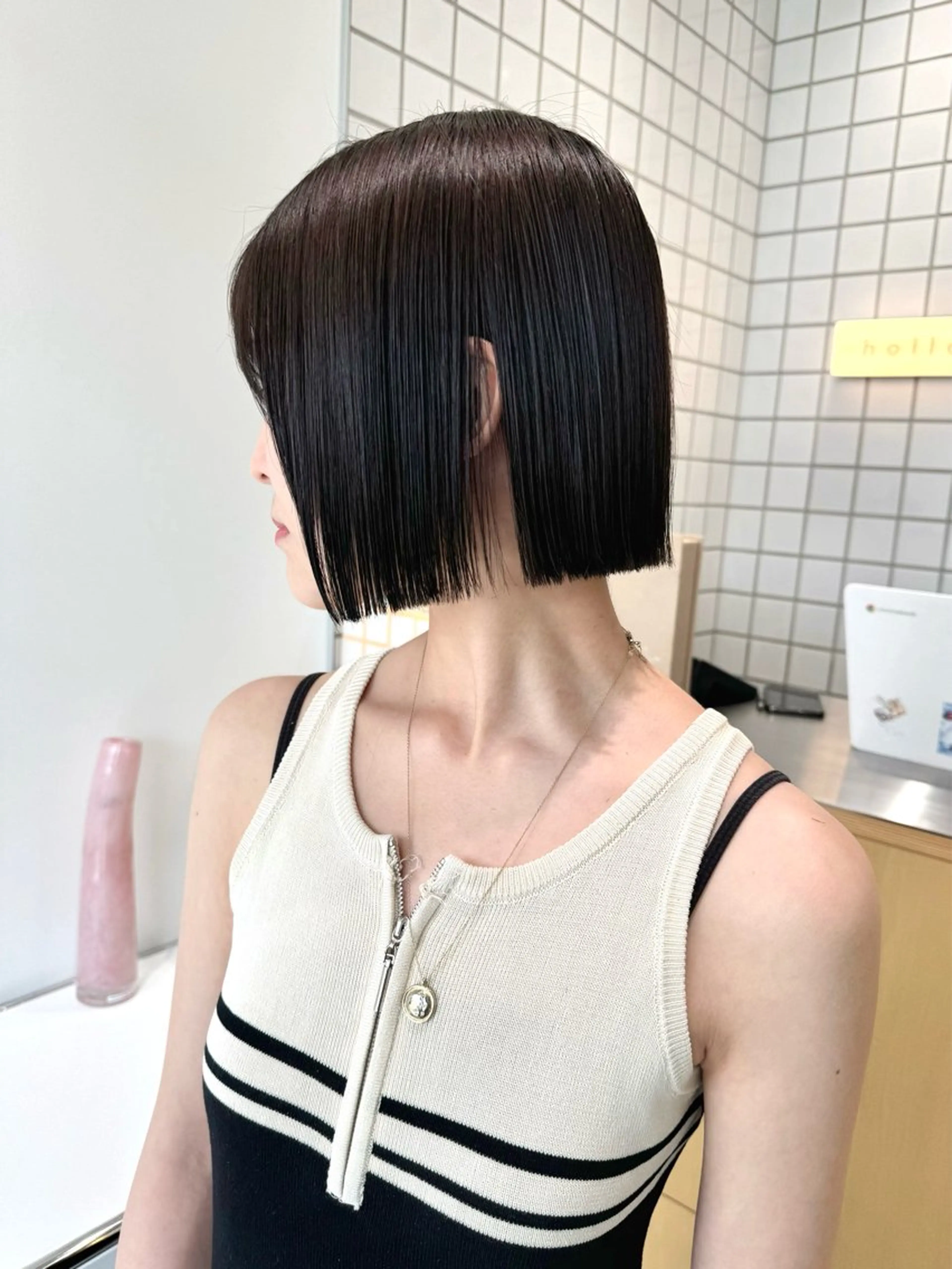 ショート ボブ 顔まわりレイヤー 顔周りカット レイヤーカット 外ハネヘア カット ヘアカラー トリートメント hollo渋谷所属・🇰🇷タッセルボブ /DAIKIのヘアスタイル