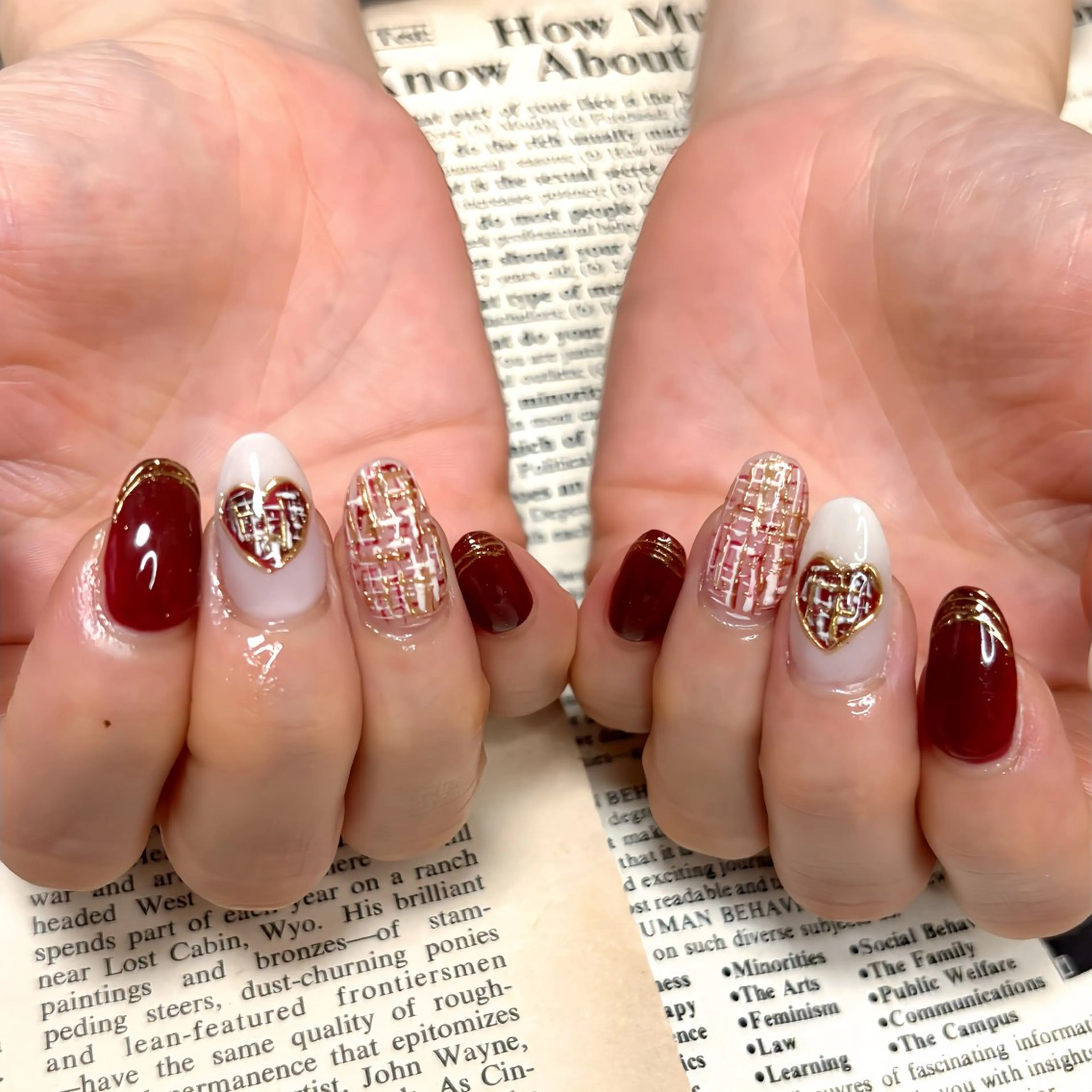 ネイル ガーリー ツイードネイル ハンドネイル ぽっぷん satomiのネイルデザイン