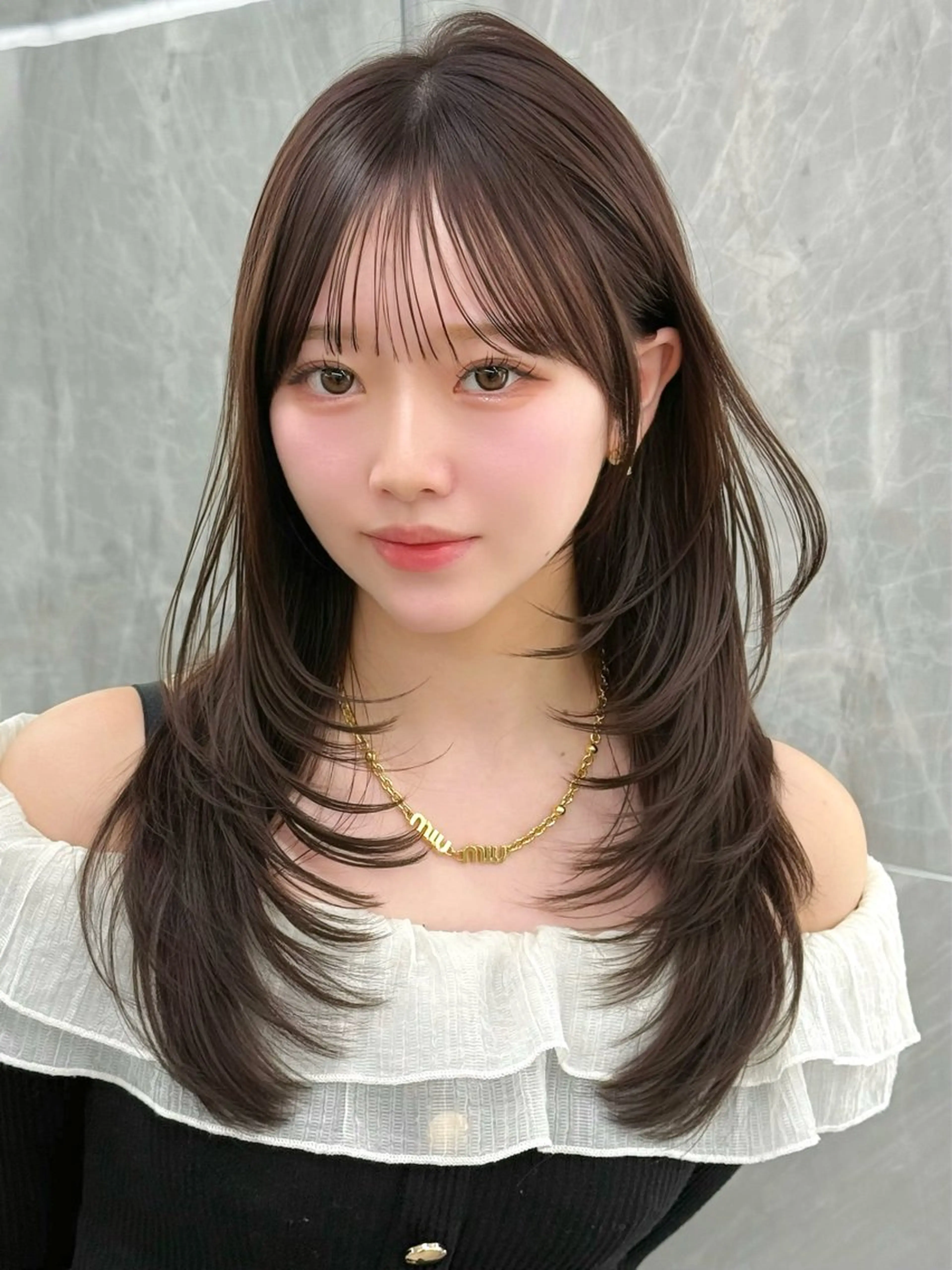 セミロング カラー カット ヘアカラー トリートメント MAEUL luna所属・前髪顔周り/レイヤー 韓国/桔川恒のヘアスタイル