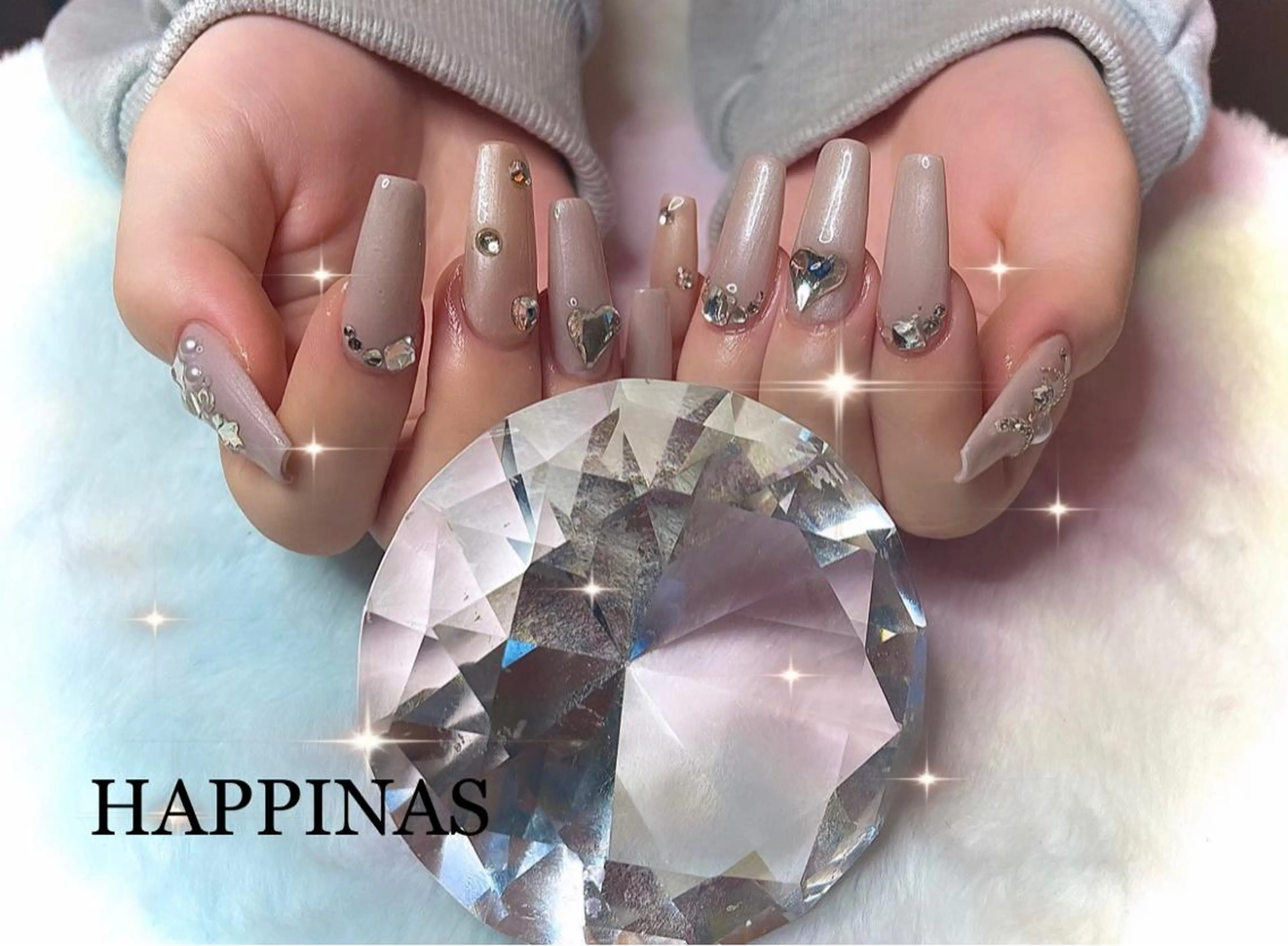 ネイル ハート キラキラネイル スカルプネイル シンプルネイル HAPPINAS Jrネイリスト💅のネイルデザイン