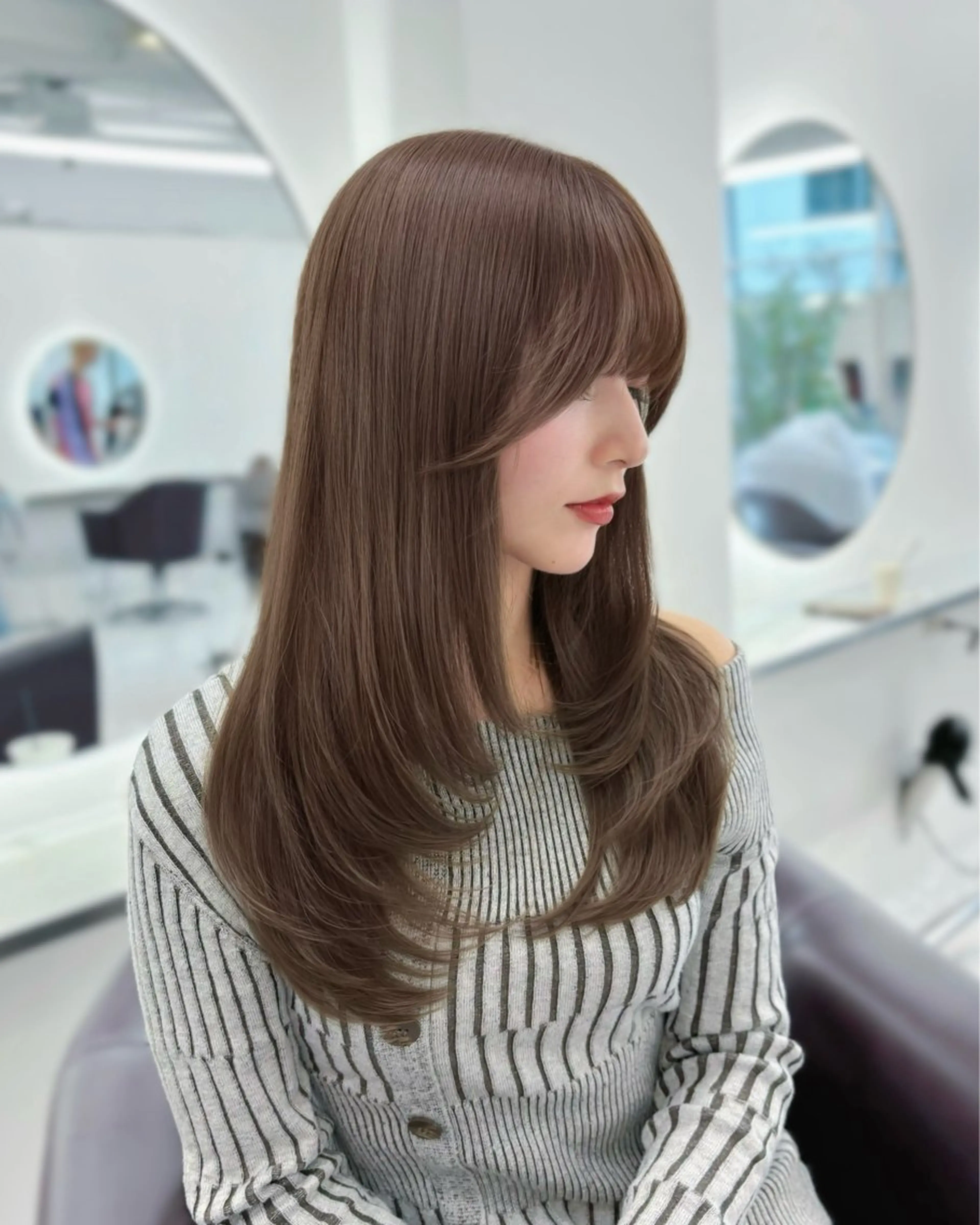 ロング カラー パーマ ヘアアレンジ ベージュカラー ヘーゼル レイヤーカット カット ヘアカラー トリートメント 🌸グレージュ/ 艶髪🌸yutaのヘアスタイル