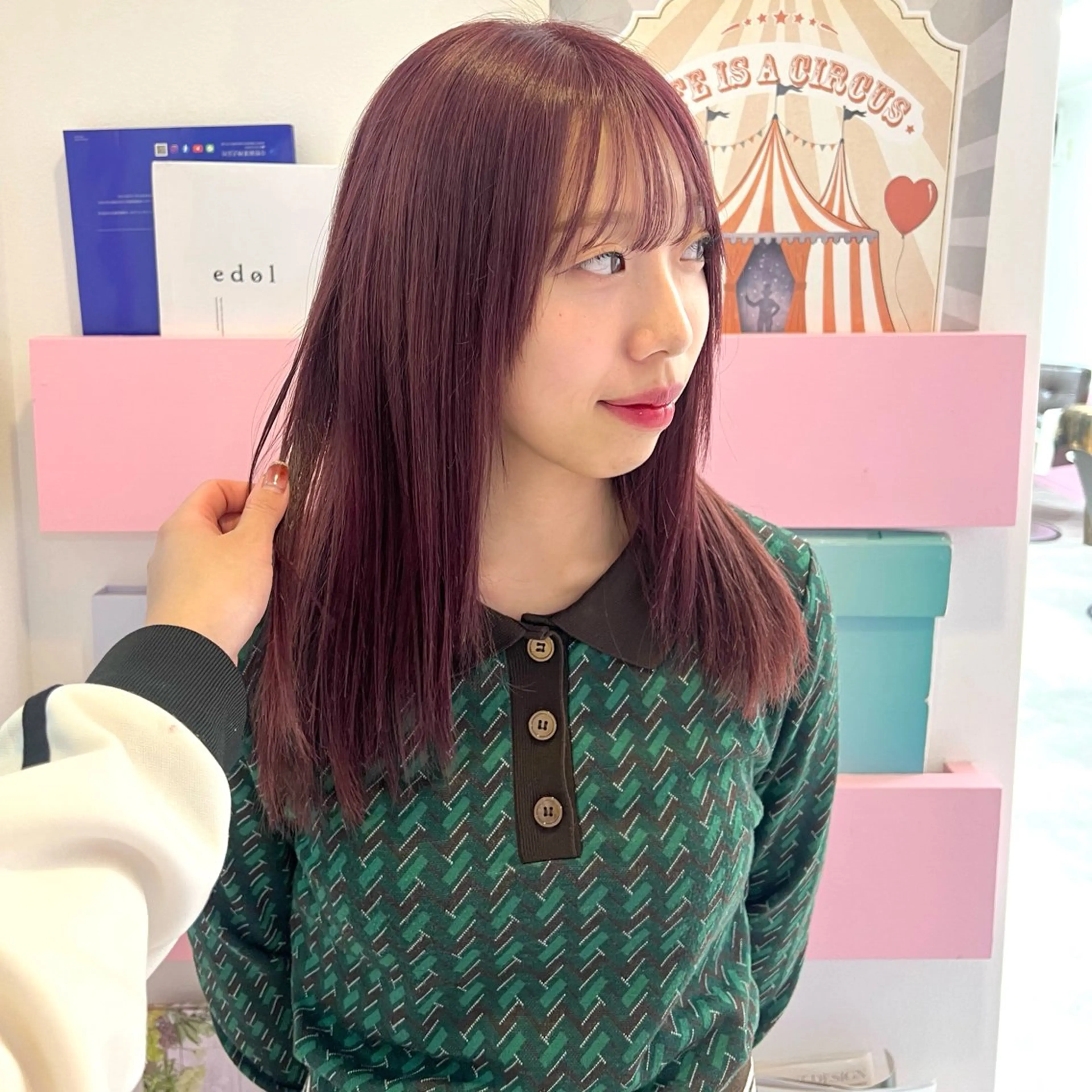 セミロング カラー カット ヘアカラー トリートメント 🎀ダブルカラー/ ピンク×ガーリー🎀のヘアスタイル