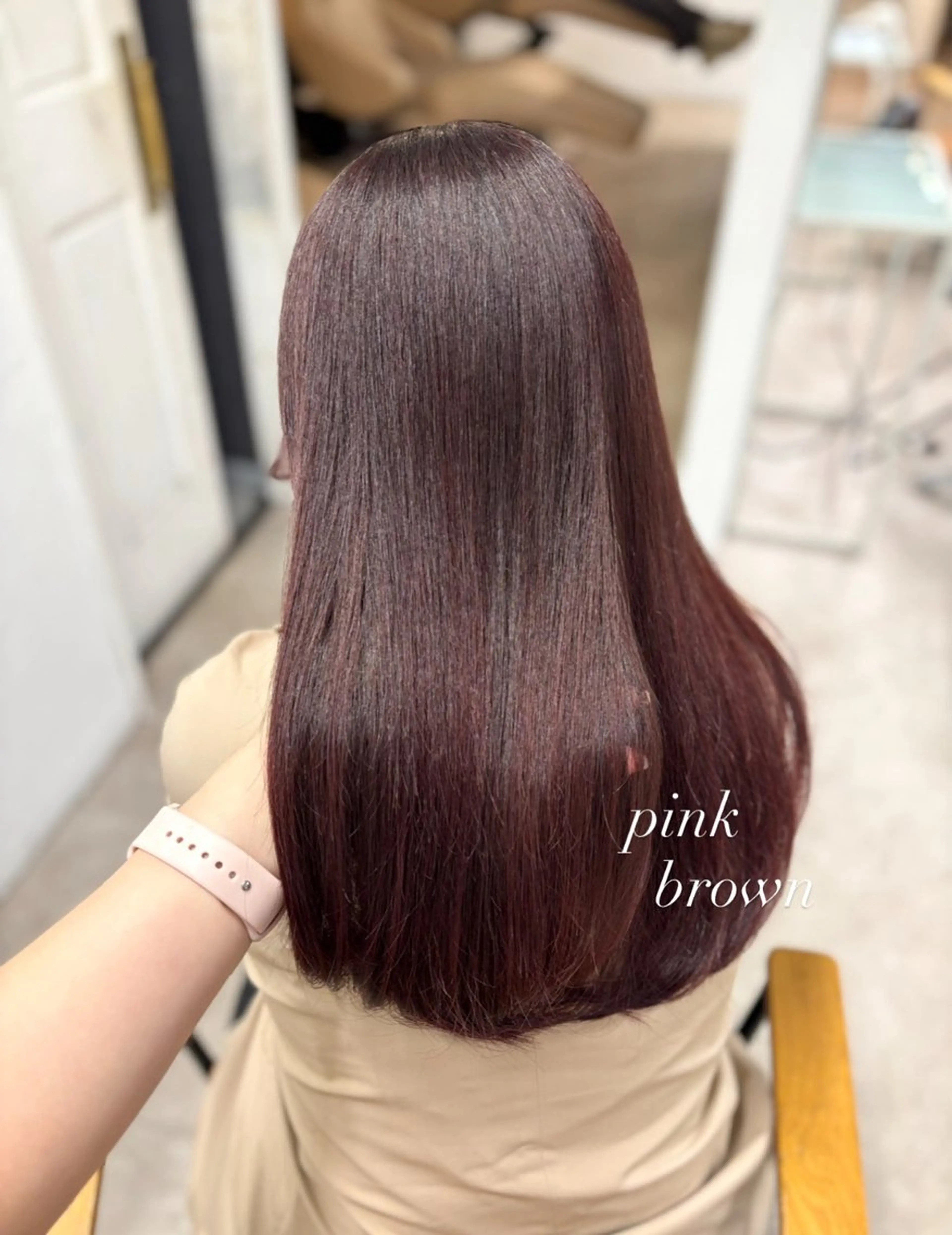 ロング ピンクブラウン カット ヘアカラー ♡SHURI カットモデル募集♡のヘアスタイル