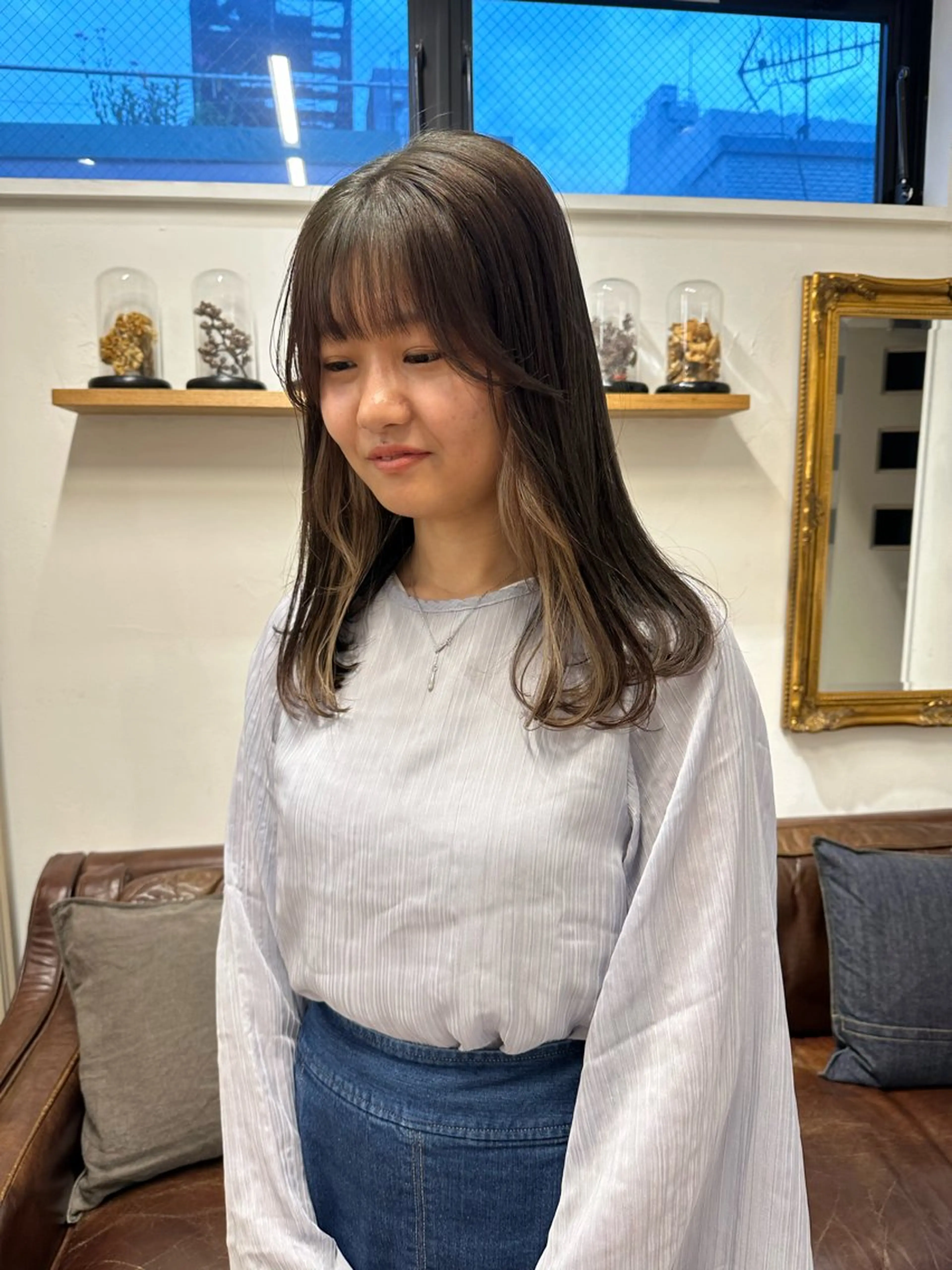 セミロング カラー ブリーチ ハイトーンカラー ブリーチなしカラー ボブ カット ヘアカラー REINA☁️透明感 カラー/ぷつっと♡のヘアスタイル
