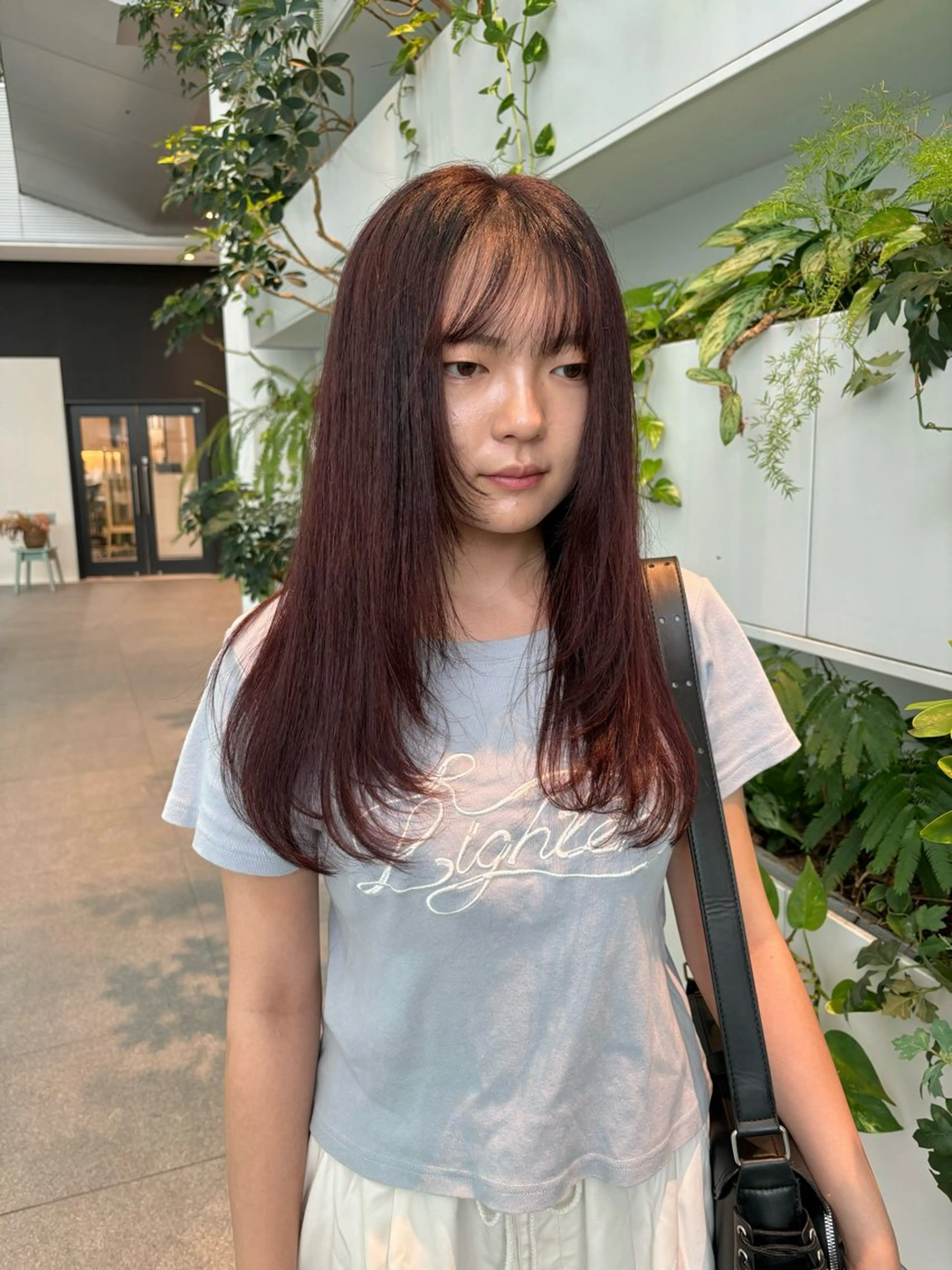 ロング ピンクブラウン 顔周りカット レイヤーカット ヘアカラー トリートメント くさかみさき🌼暖色 /韓国風/オタク🌼のヘアスタイル