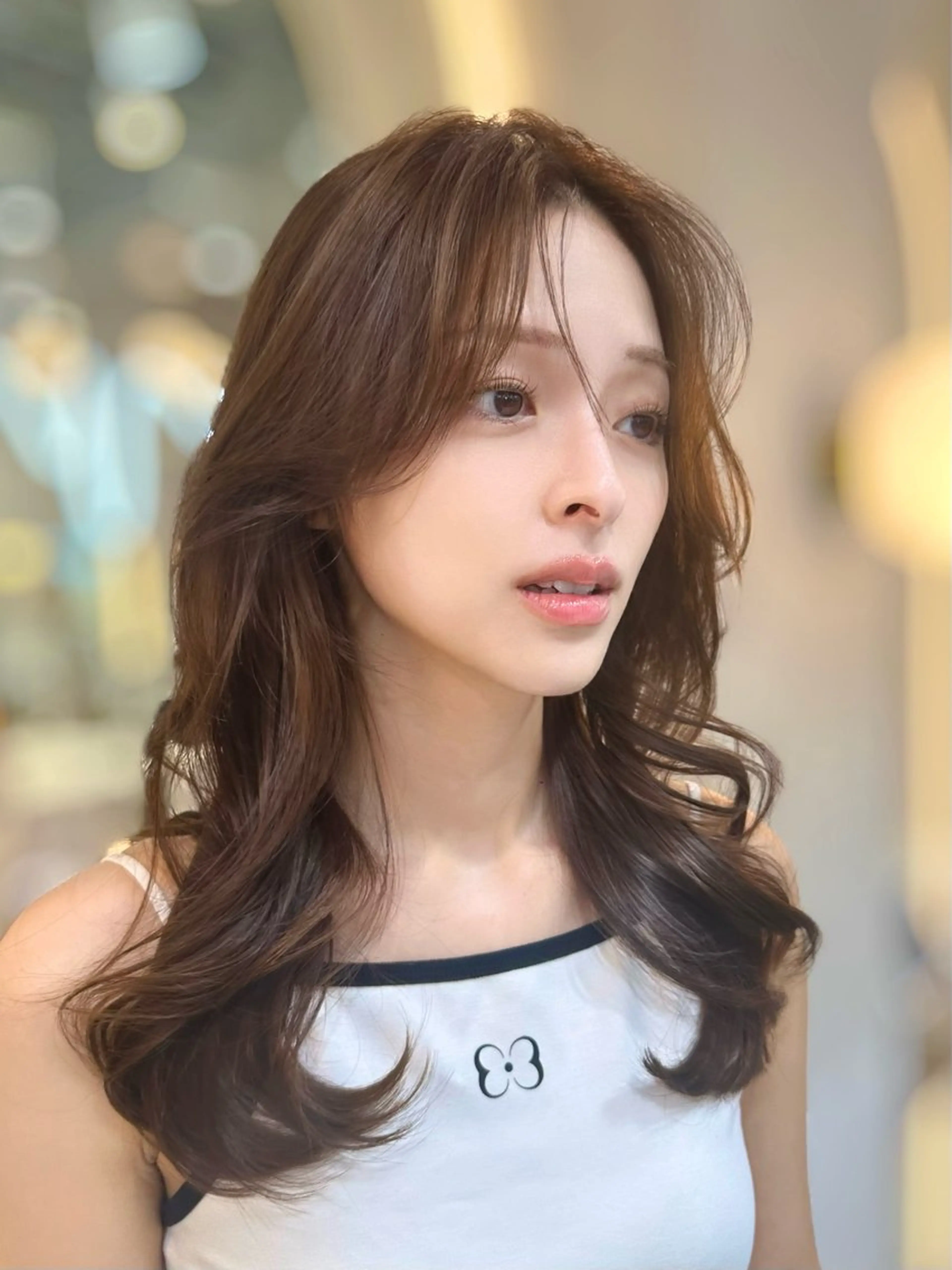 セミロング カラー カット ヘアカラー トリートメント ヘアセット 新宿/韓国レイヤー 髪質改善カラー/角所のヘアスタイル
