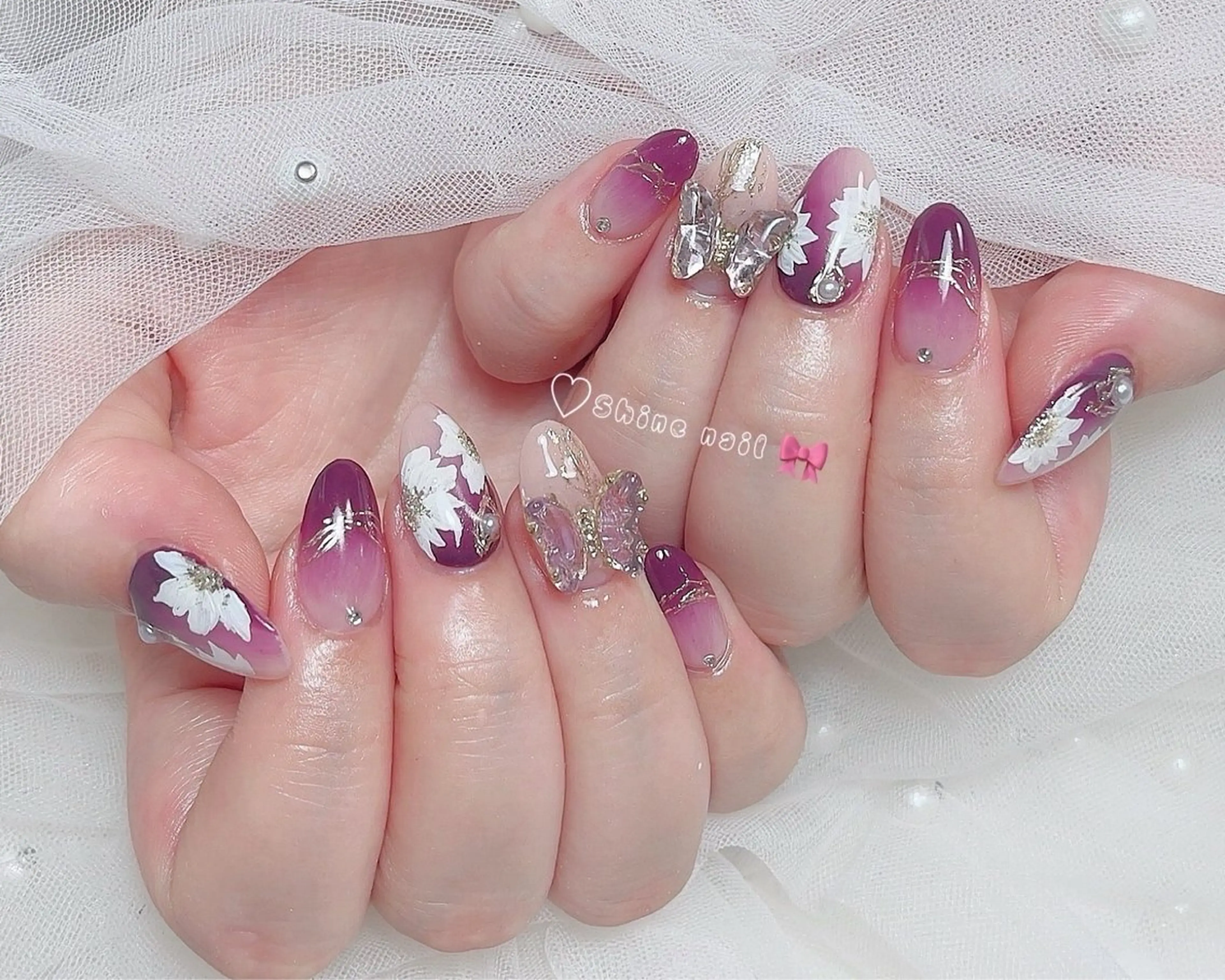 ネイル 〜Shine Nail〜【サイナネイル】パラジェル／ 長さだし／持ち込み／ワンホン／フィルイン所属・サイナ🎀 長さだし&デザインのネイルデザイン