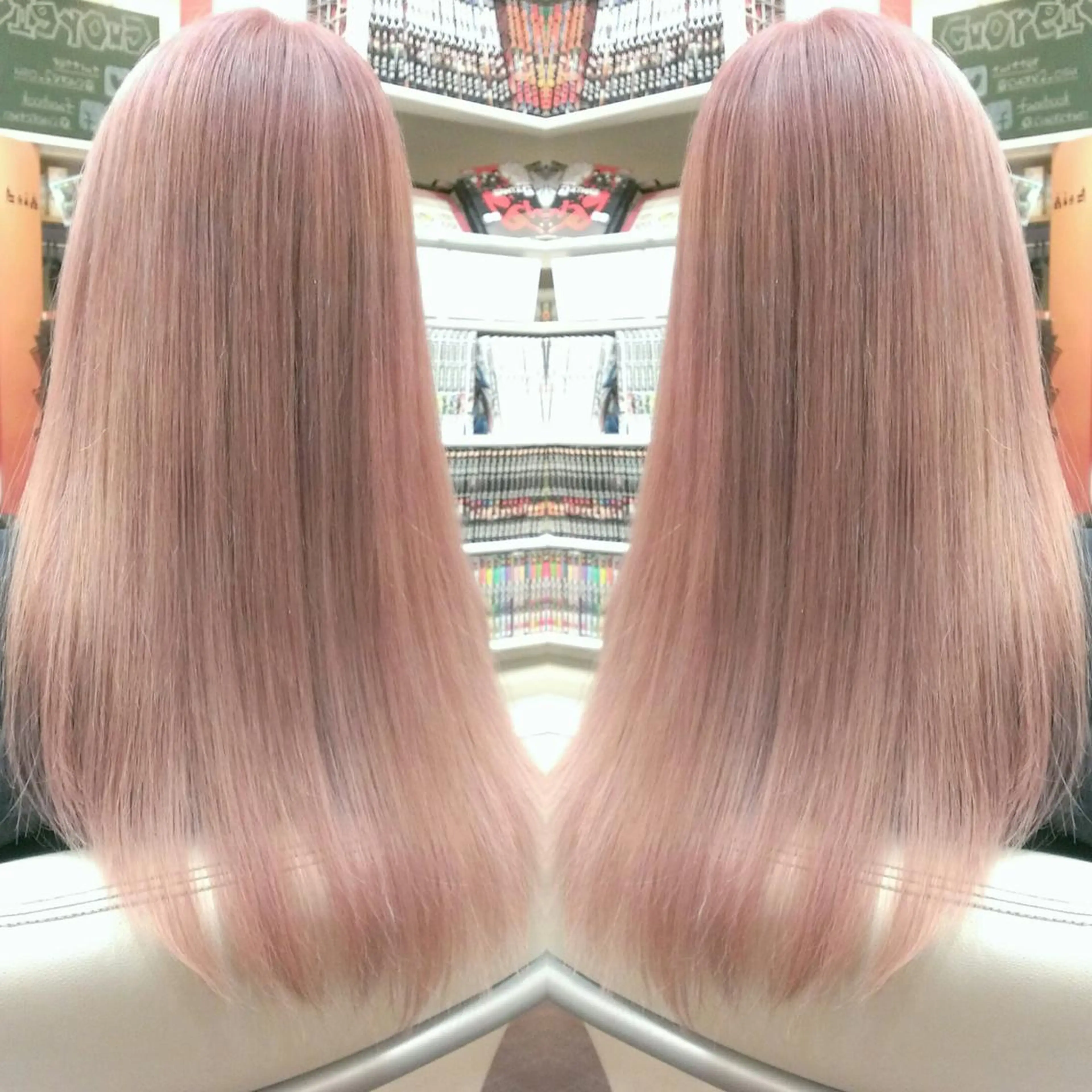 ロング カラー ブリーチ ピンクカラー ヘアカラー 植田 修平/エクステ /髪質改善カラーのヘアスタイル