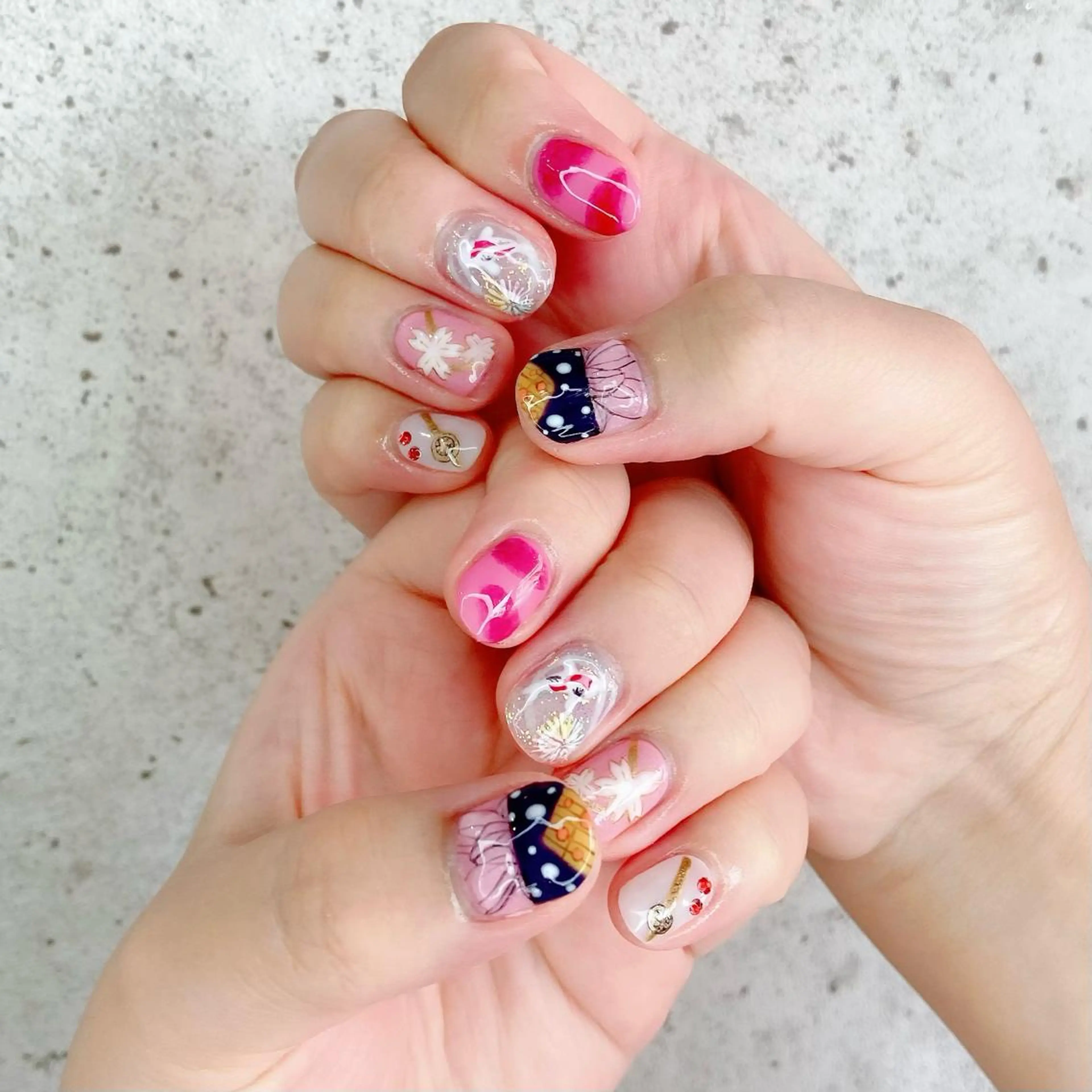 ネイル ジェルネイル パラジェル 夏ネイル ハンドネイル Nail Kのネイルデザイン