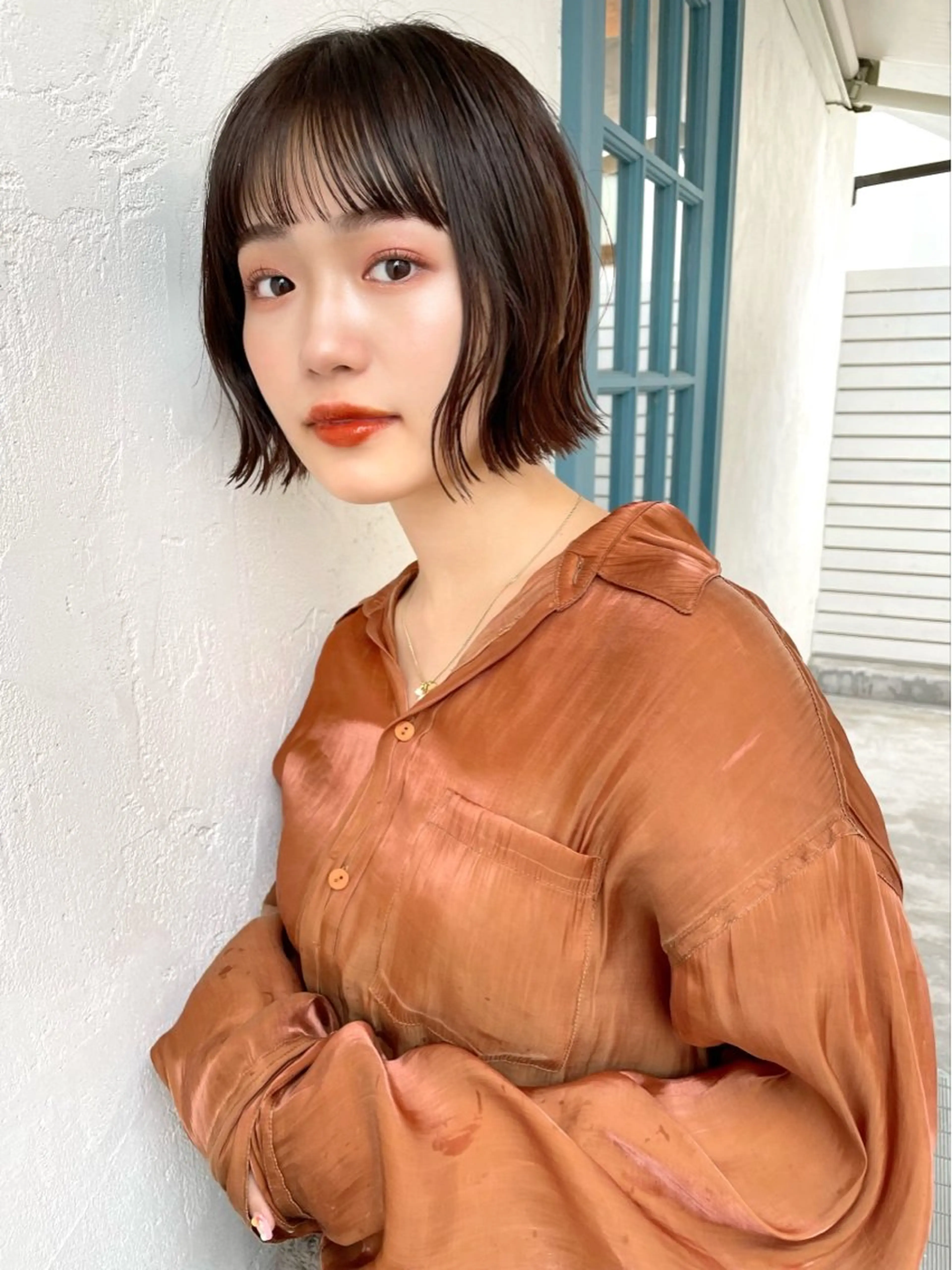 ショート パーマ カット 縮毛矯正 結べるレイヤーボブ くびれLady表参道のヘアスタイル