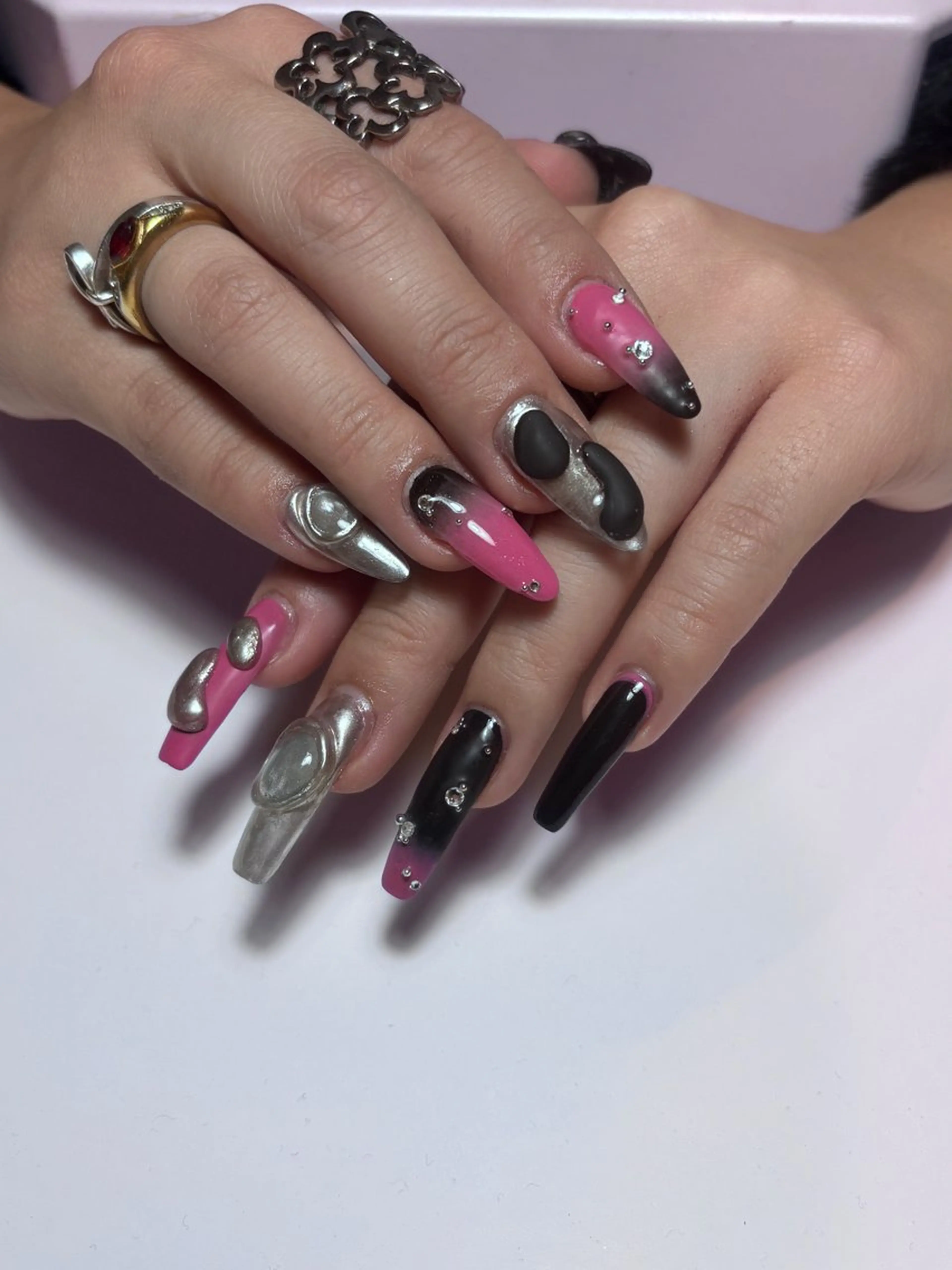 ロング 宮田 結晶のネイルデザイン