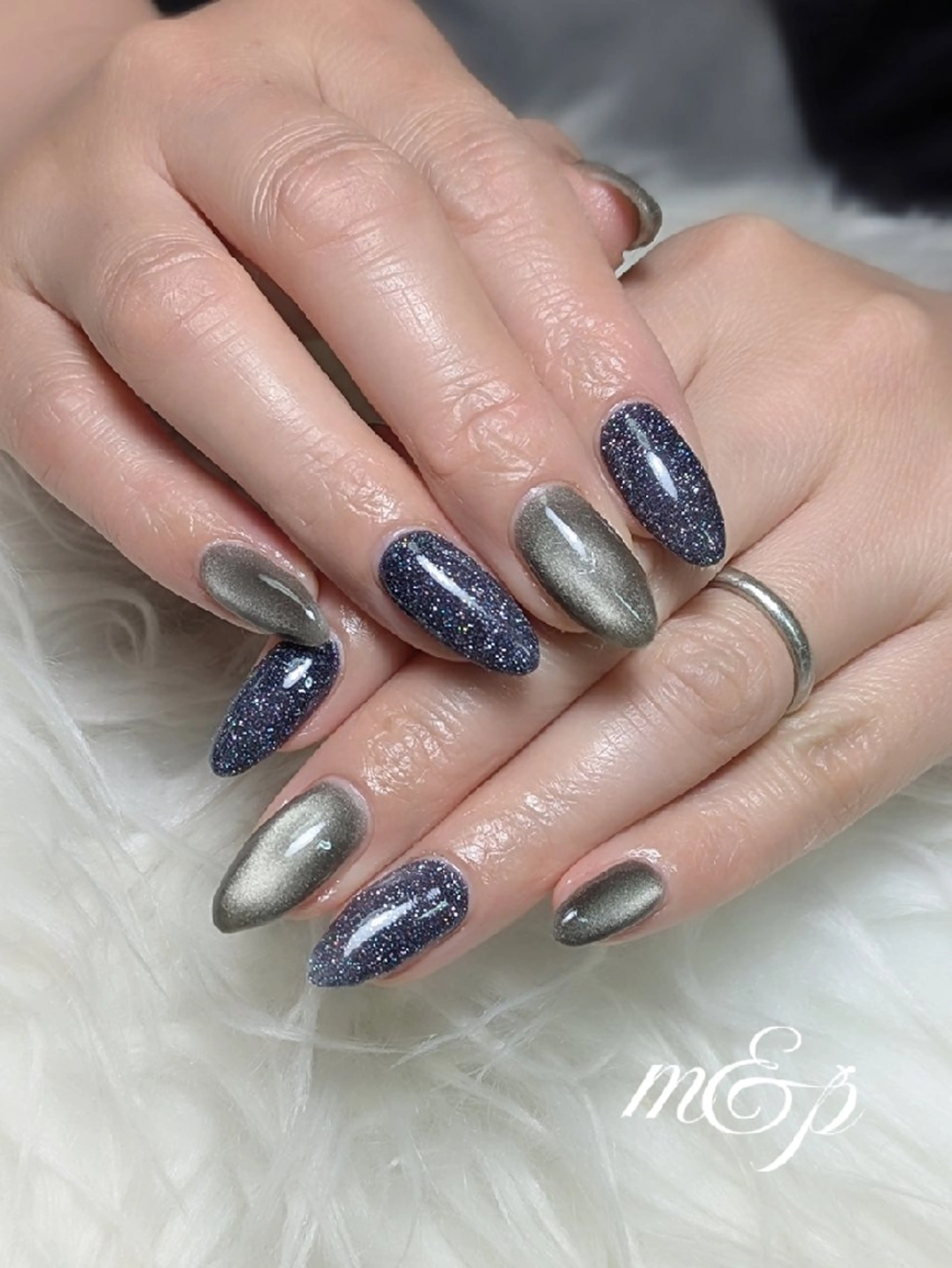 ネイル フラッシュネイル マグネットネイル ワンカラーネイル ハンドネイル m&pPrivate nailsalonのネイルデザイン