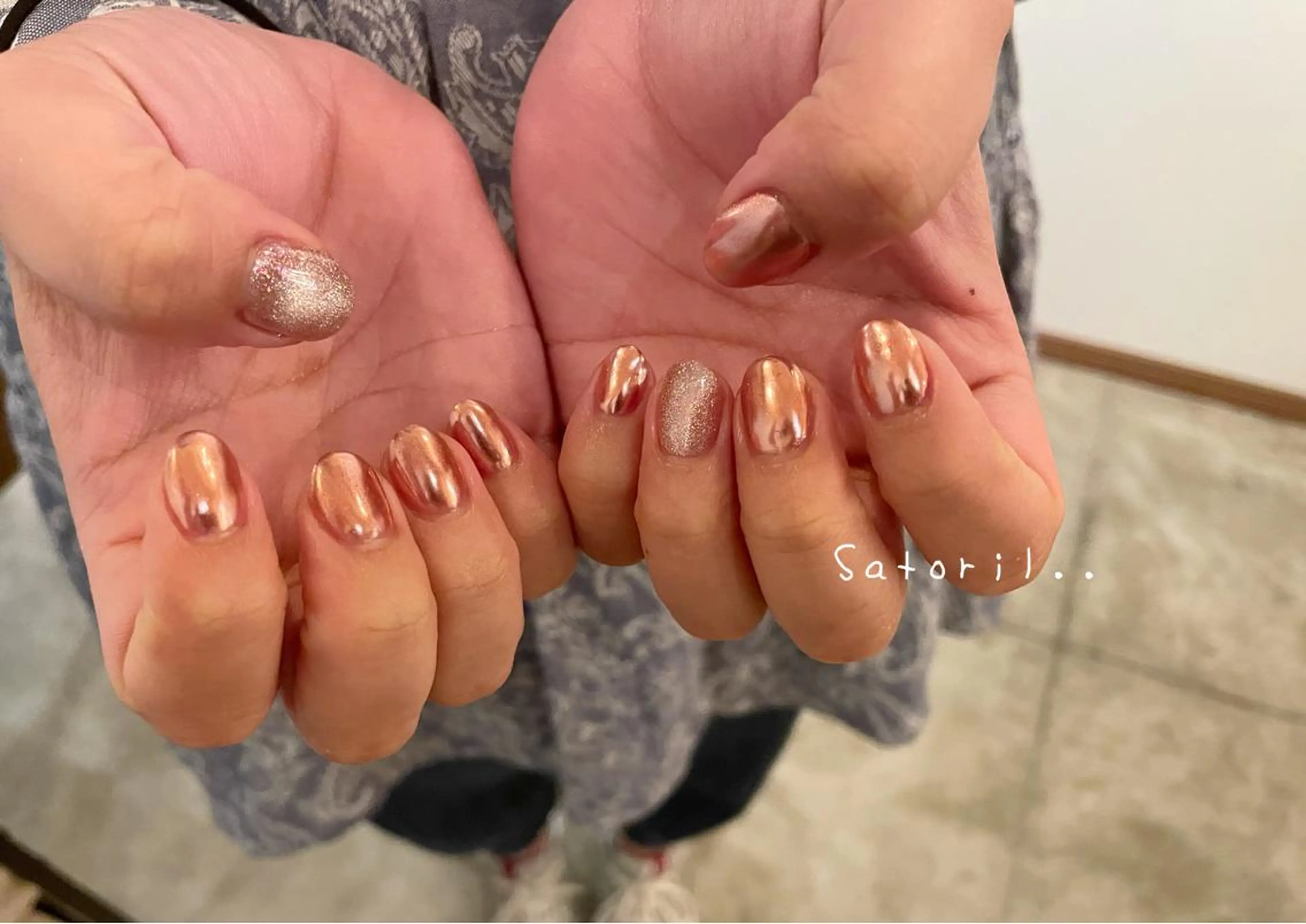 ネイル マグネットネイル ミラーネイル ピンク Satoril..nail room所属・satoril.. nail roomのネイルデザイン