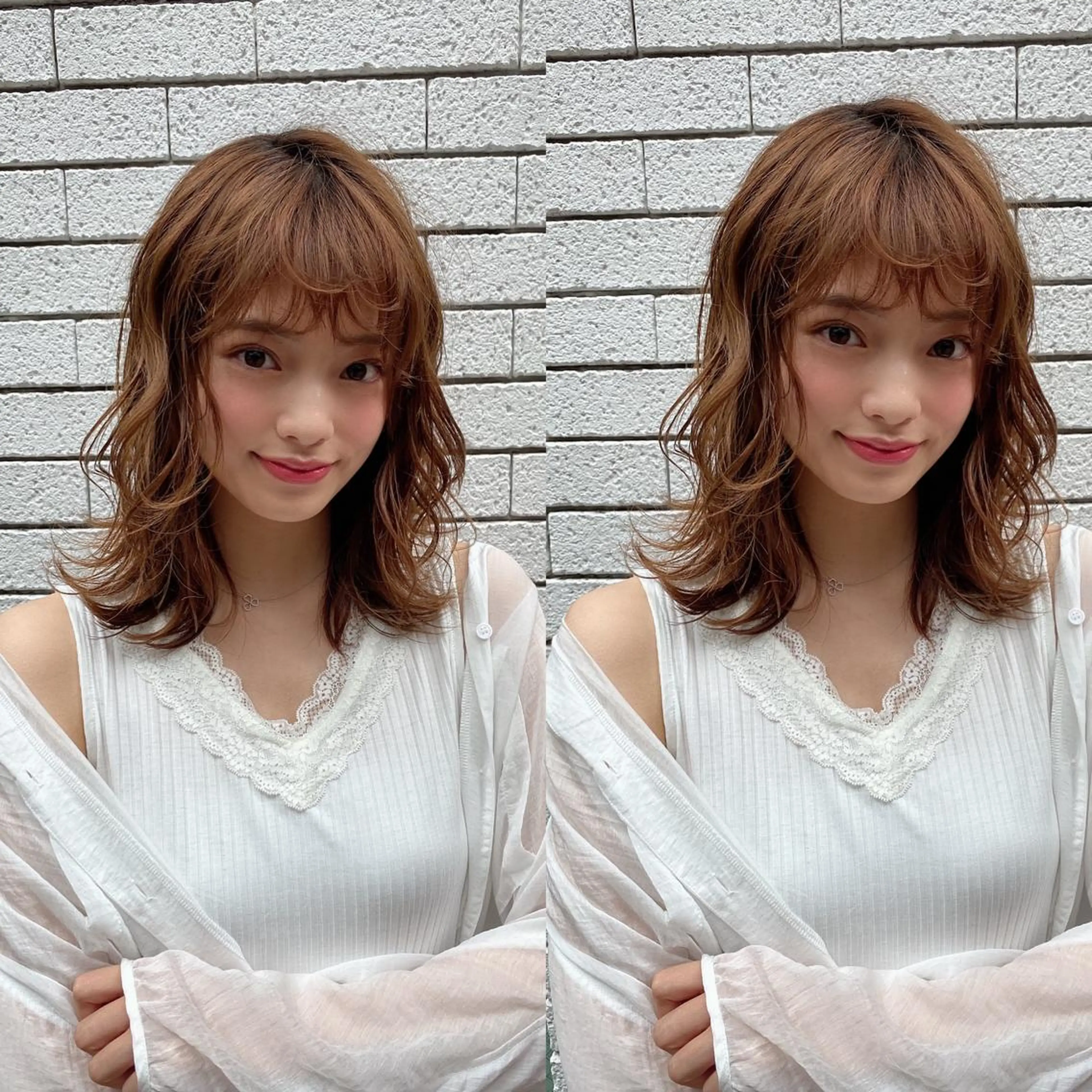 ミディアム カット ヘアカラー トリートメント ボブ韓国風レイヤー 錦糸町/畠中ケントのヘアスタイル
