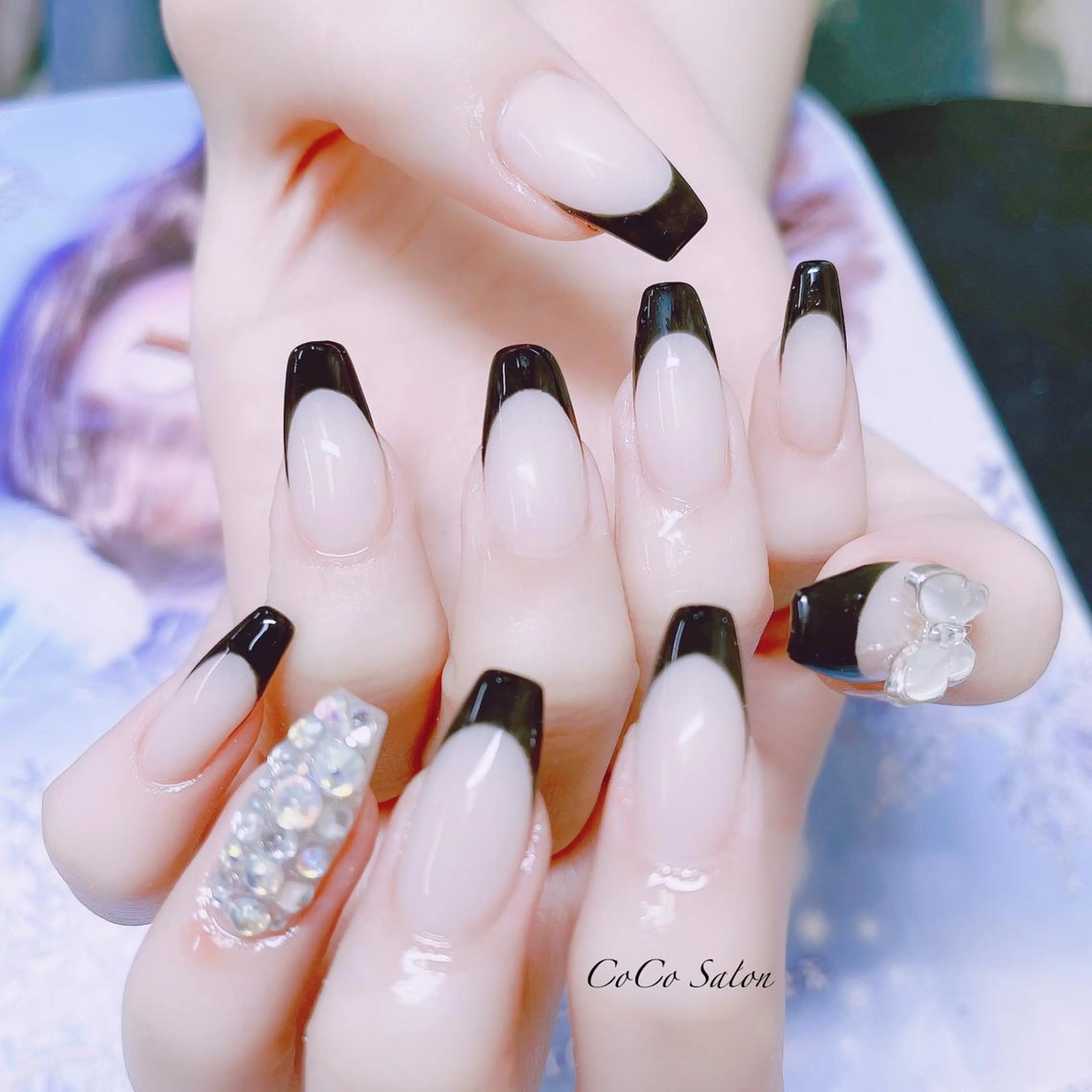 ネイル 長さ出し フレンチネイル ジェルネイル キラキラネイル オフィスネイル ハンドネイル CoCoSalon ネイル/まつ毛予約のネイルデザイン