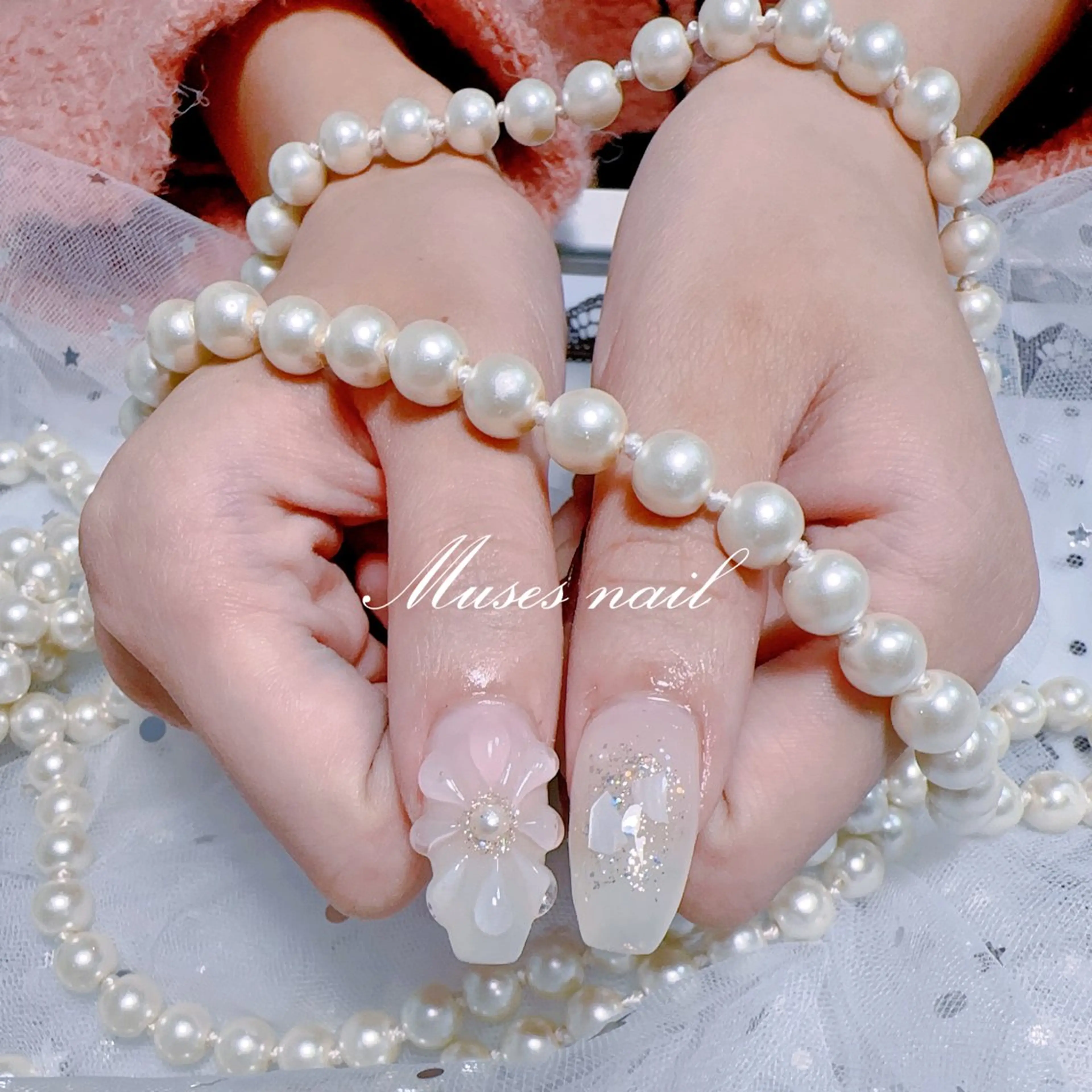 ネイル オーロラネイル チークネイル 長さ出し フレンチネイル ジェルネイル MUSES  NAIL  SALON所属・MUSES ネイルのネイルデザイン