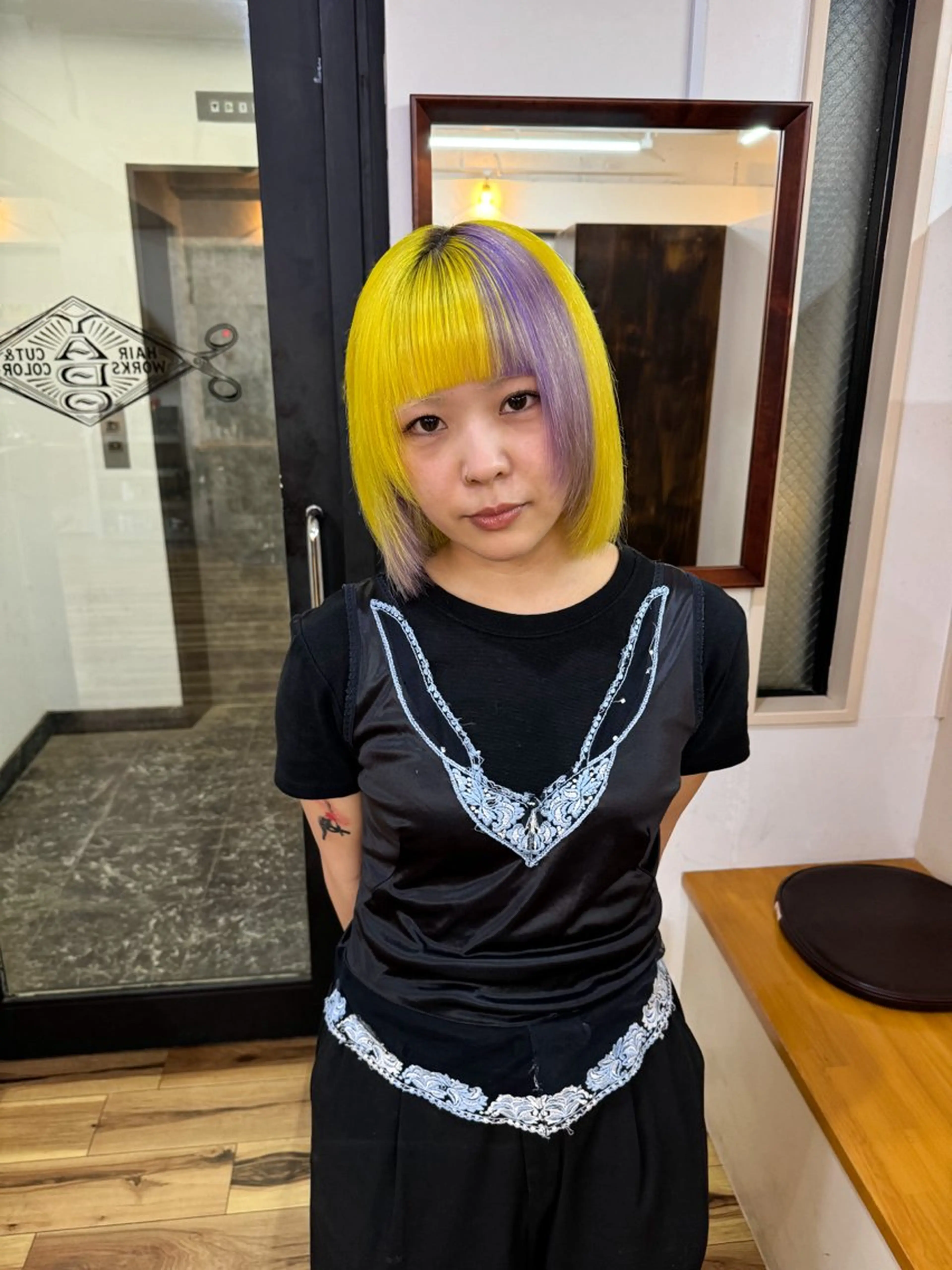 ミディアム イエローカラー ボブ ヘアカラー ブリーチカラーモデル 募集中/ リョウスケのヘアスタイル
