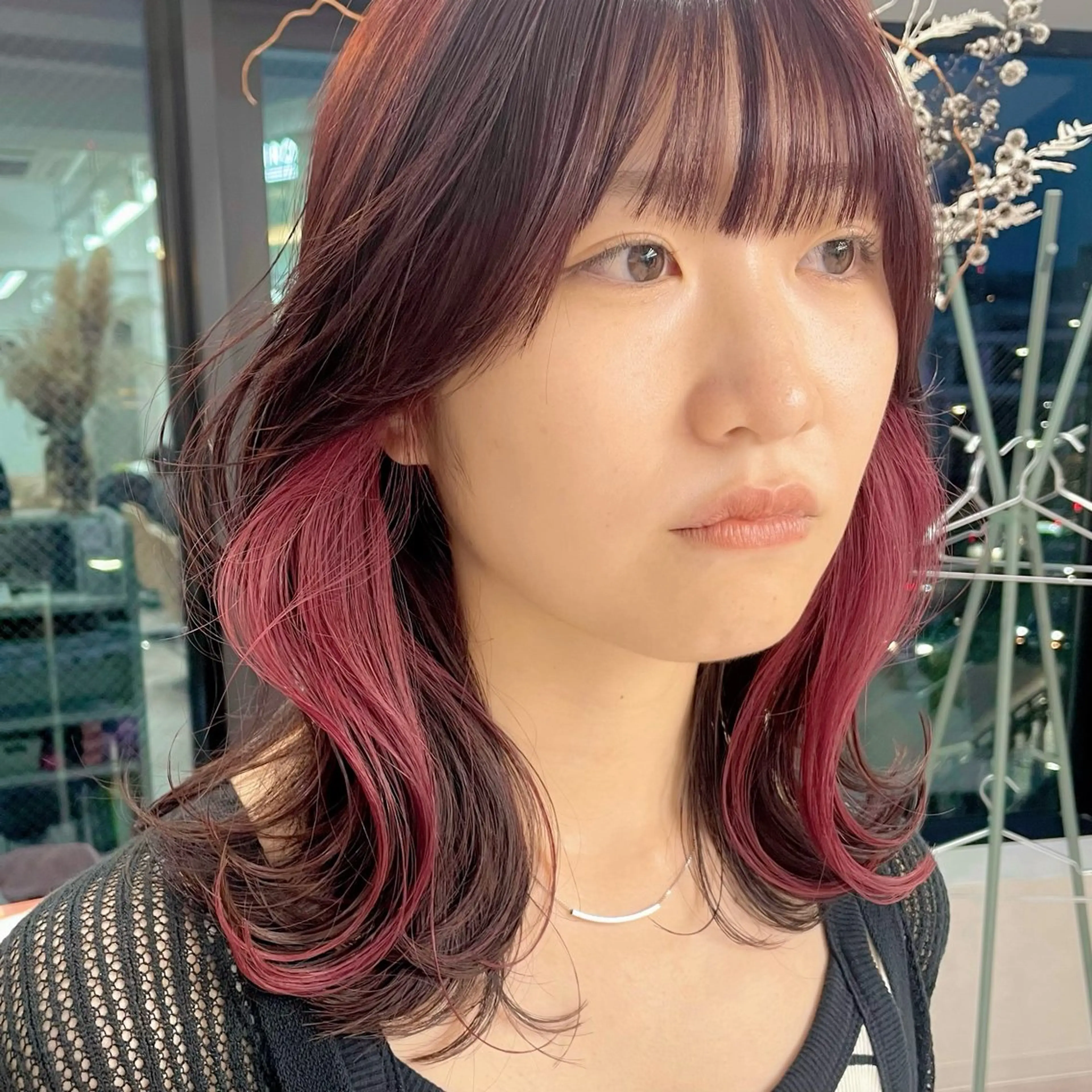 ミディアム ハイトーンイヤリング カラー清水隆央のヘアスタイル