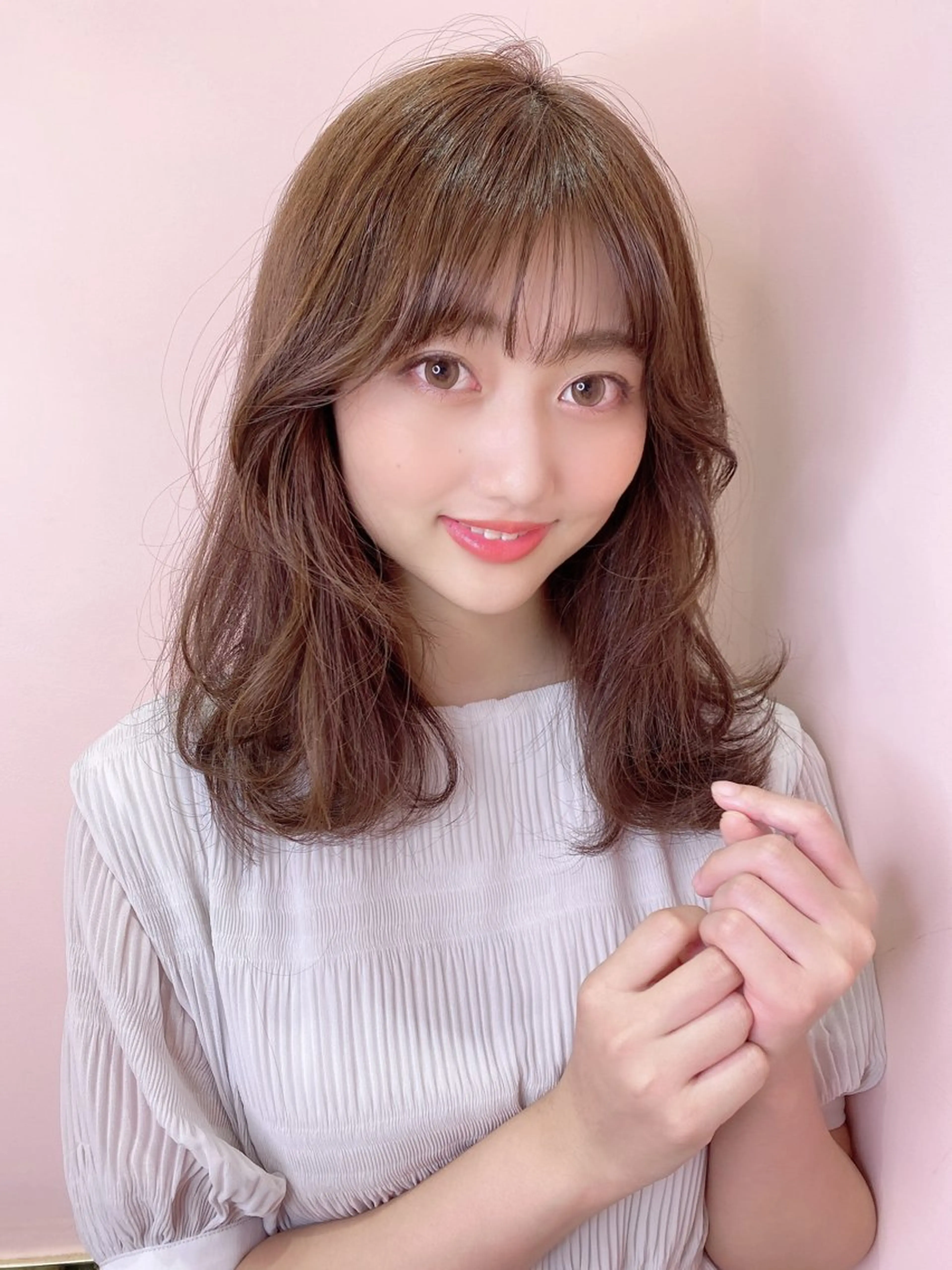 セミロング カラー 髪質改善 トリートメント 韓国風/ワンホンヘア 髪質改善/MaCoのヘアスタイル