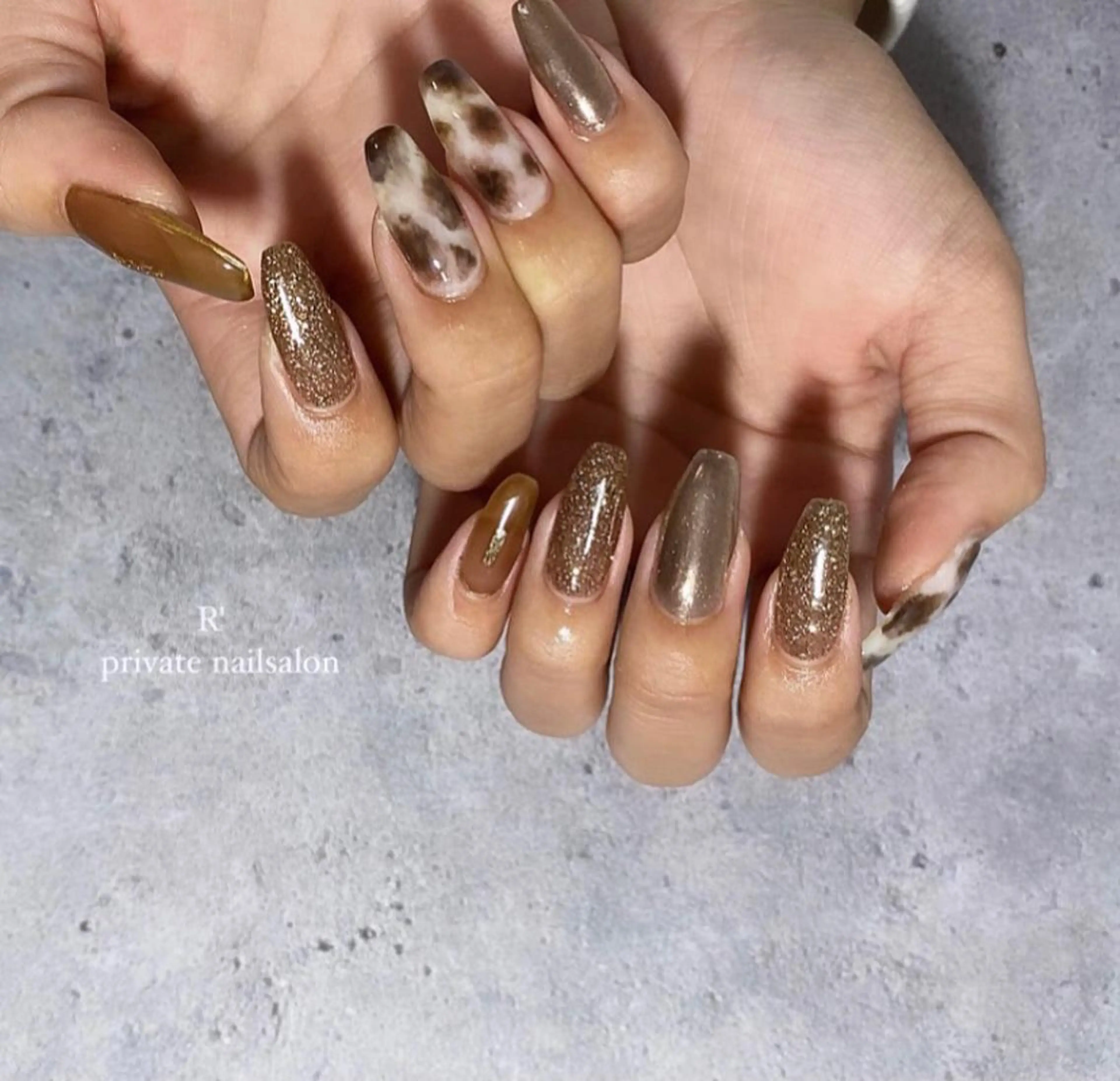 ネイル アニマル柄 ニュアンスネイル Bersinar nail所属・Bersinar nail(rina)のネイルデザイン