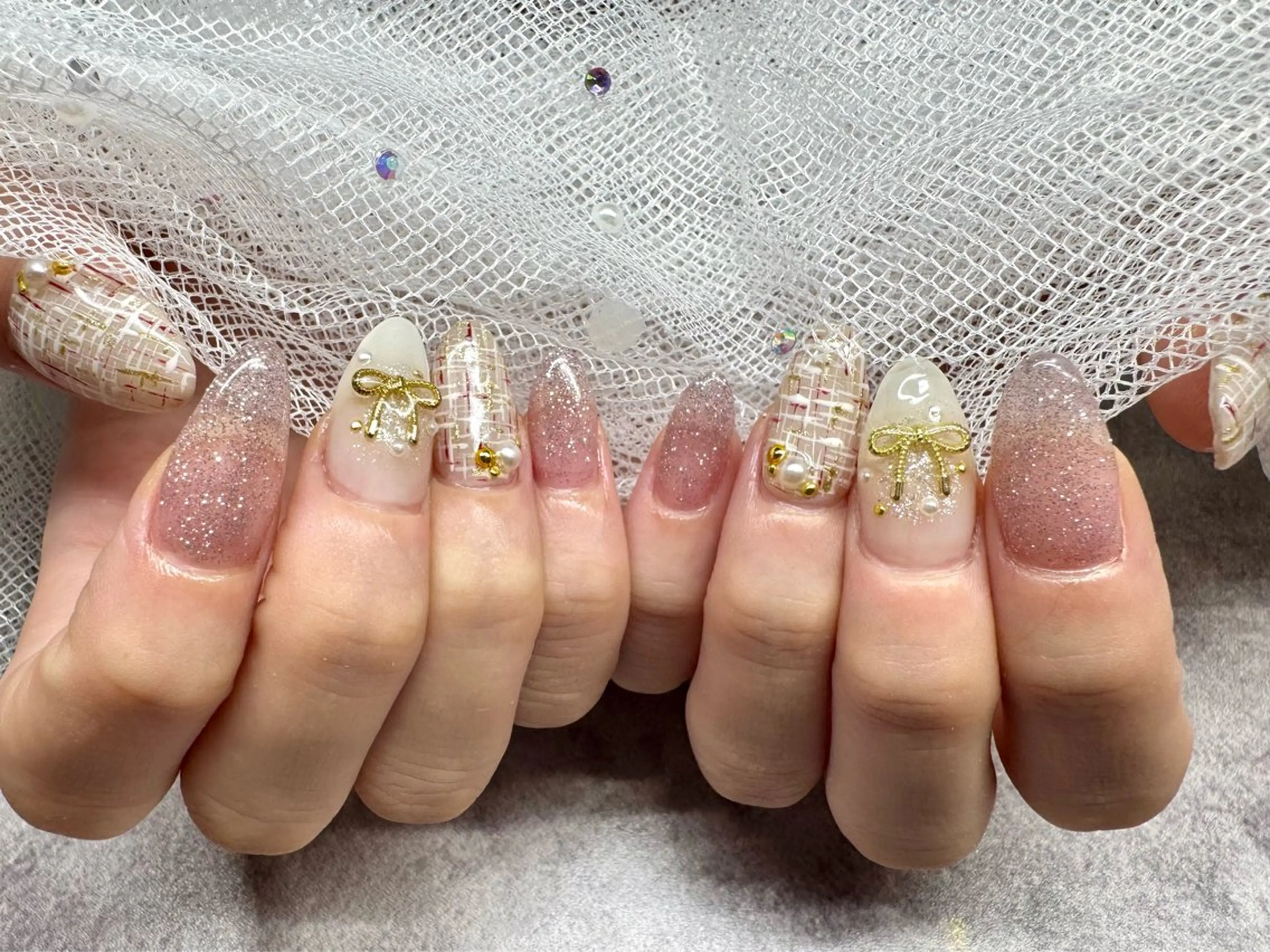 ネイル フラッシュネイル ツイードネイル SalonPartage所属・Ruby りさのネイルデザイン