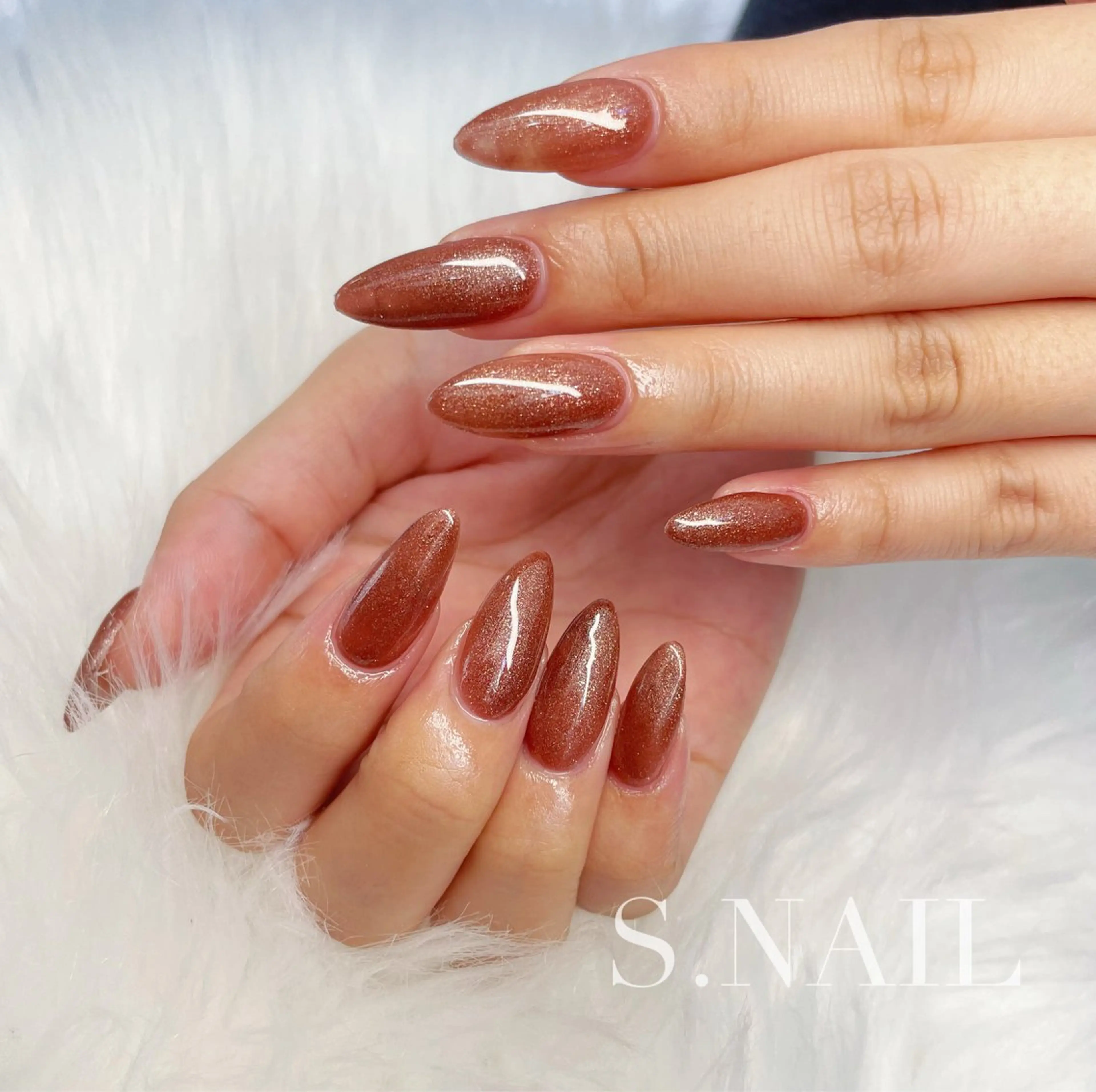 ネイル ブラウン ラメ(グリッター) ハンドネイル S♡NAIL所属・S.NAIL Suuのネイルデザイン