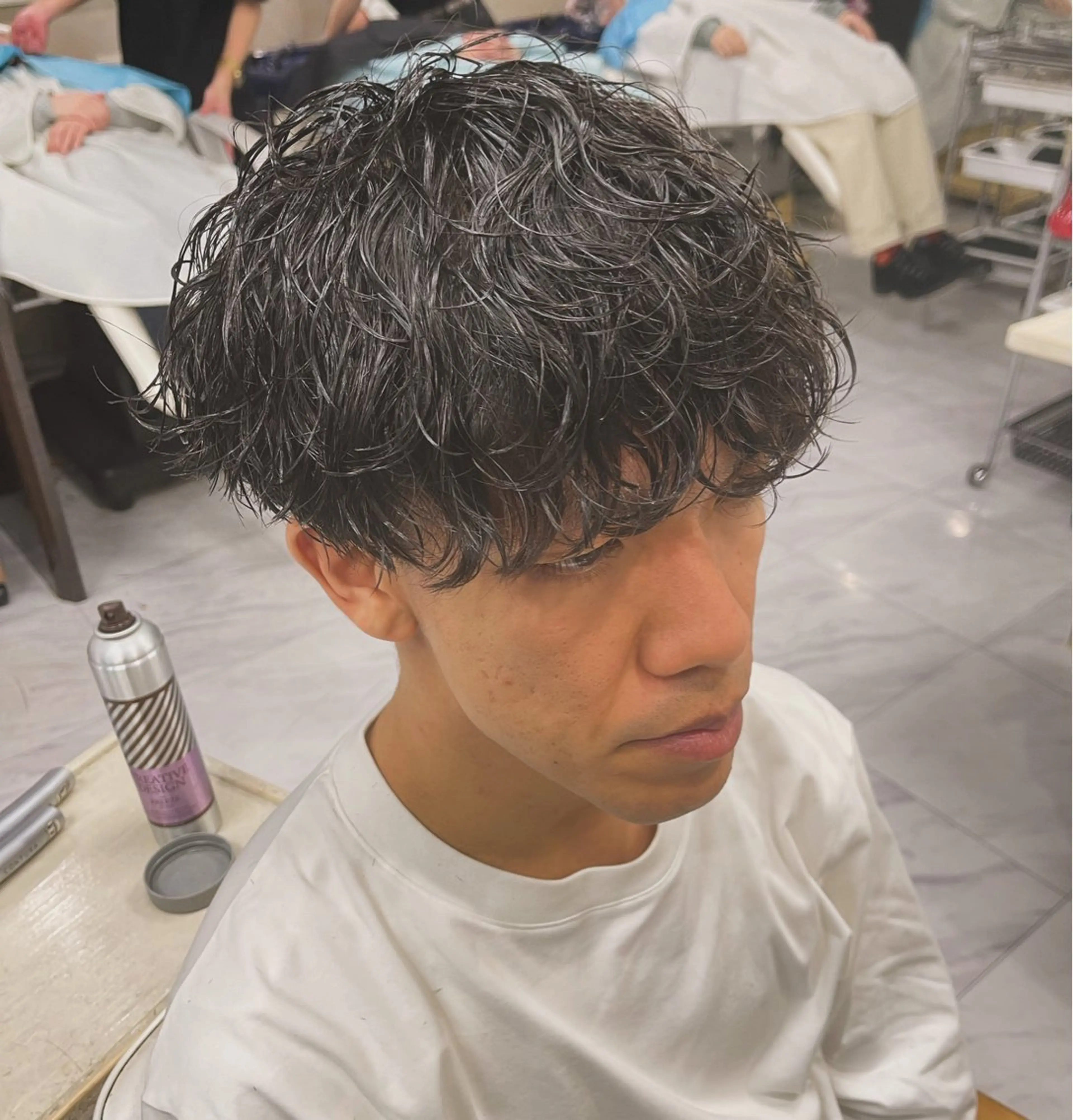 ショート パーマ メンズ メンズパーマ 波巻きパーマ スパイラルパーマ カット 🌻メンズカット 落合諒🌻のヘアスタイル