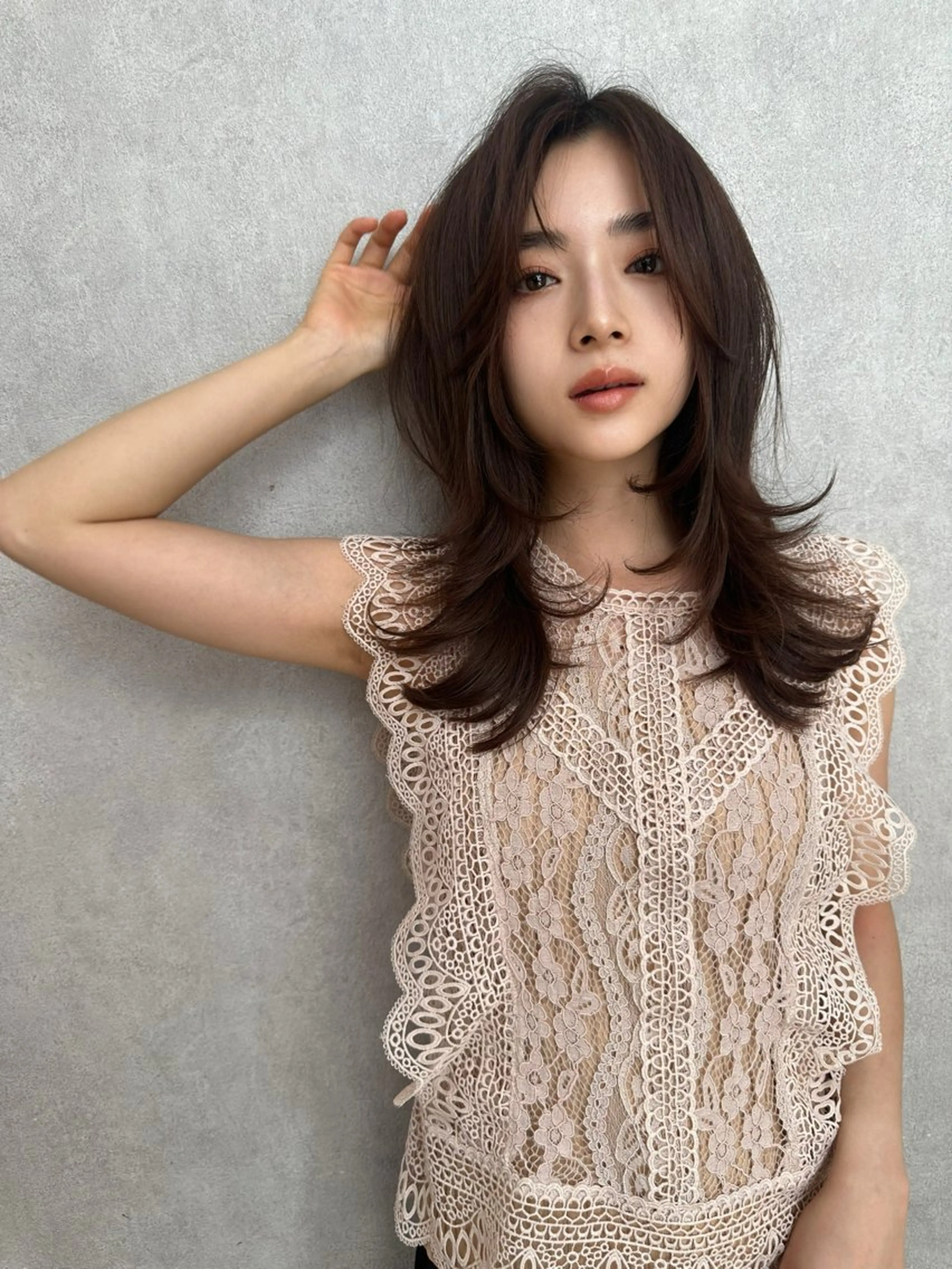 セミロング 韓国風ヘア レイヤーカット ヘアカラー トリートメント ヘアセット 韓国ヘア/レイヤー/ 髪質改善/銀座/田島のヘアスタイル