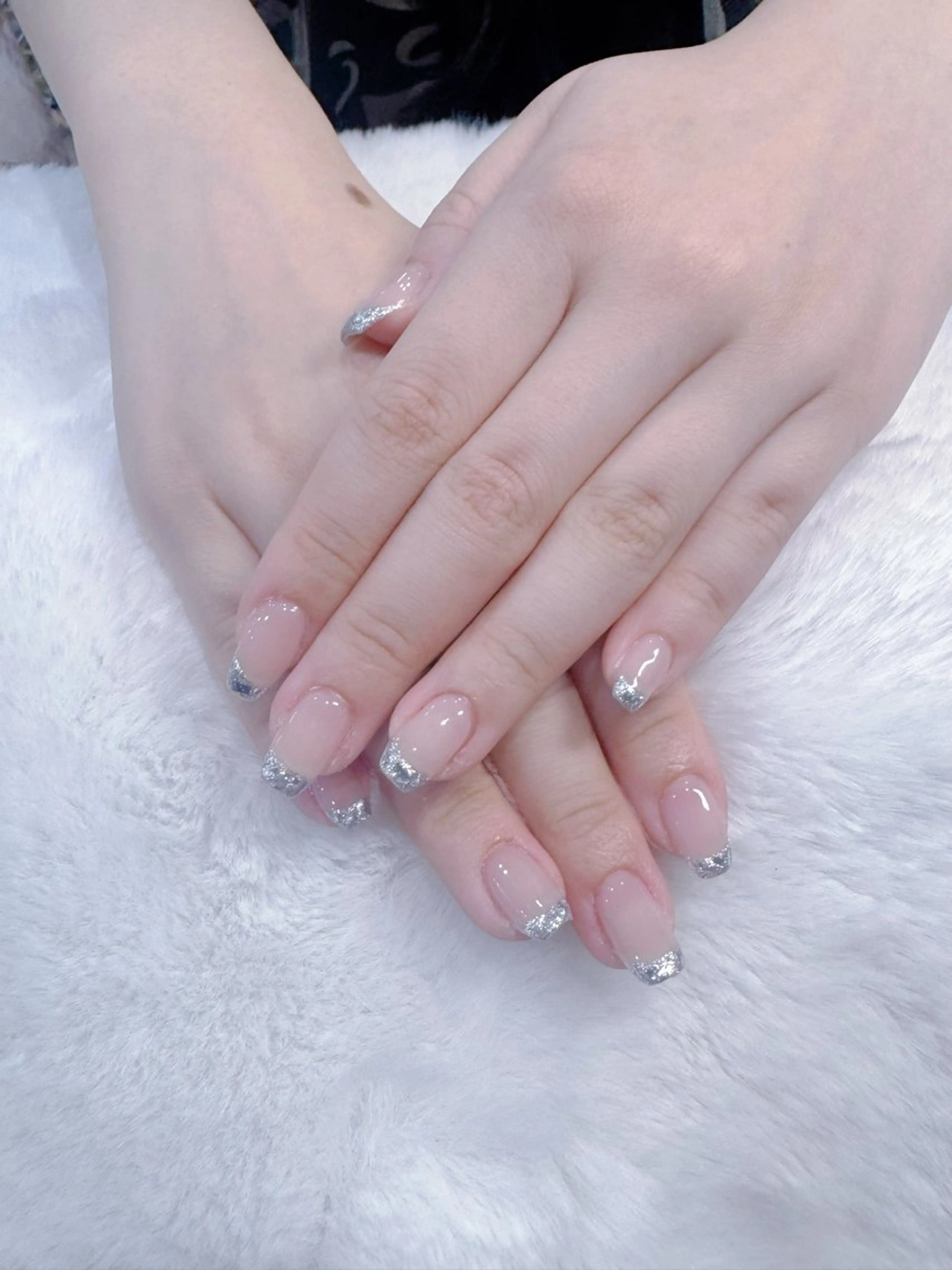 🌺HANDガラスフレンチ✨パーツシール【別途料金】オフ無料ケア付き💞の写真