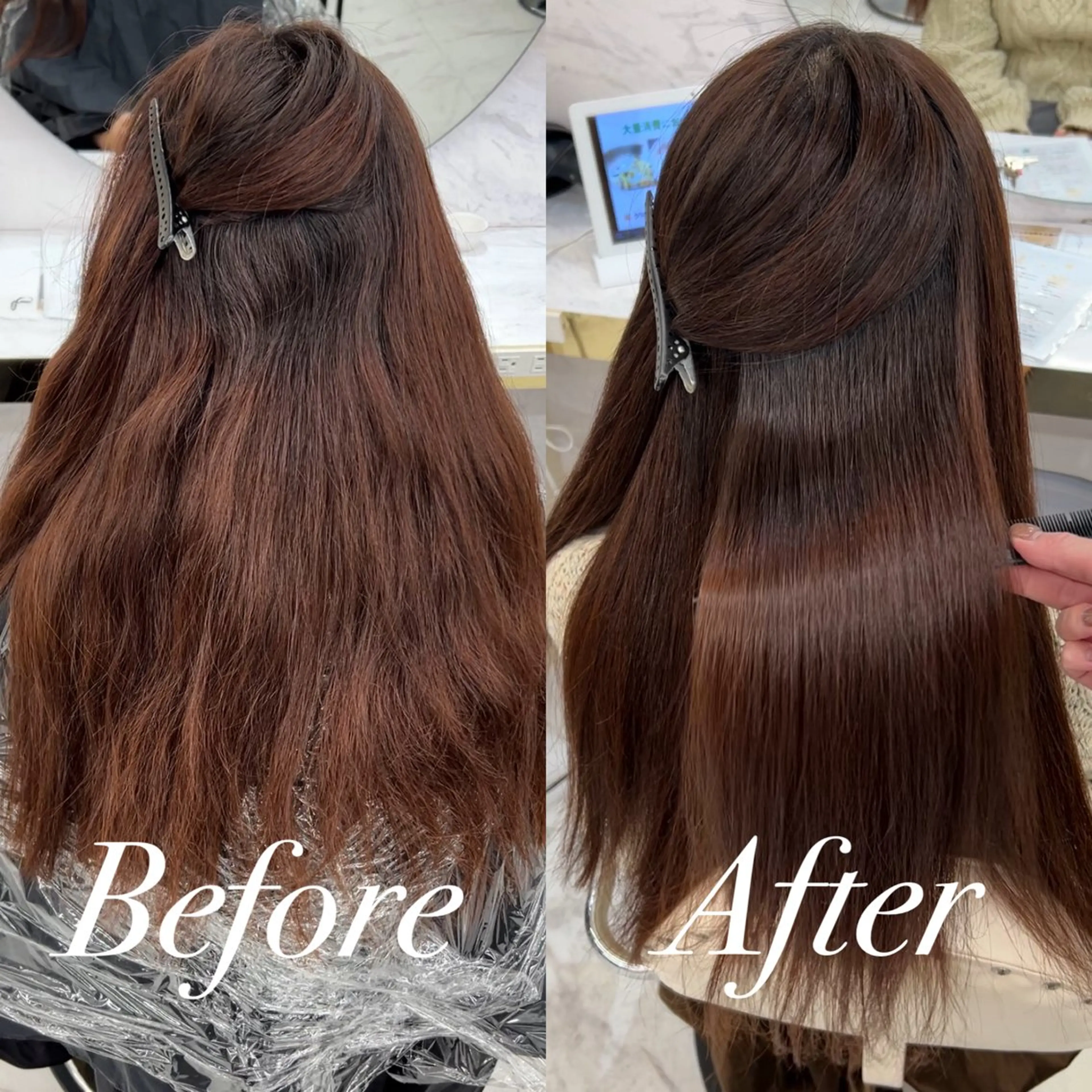 ロング カラー ヘアアレンジ 髪質改善 縮毛矯正 酸性ストレート カット ヘアカラー 縮毛矯正 トリートメント mao透明感カラー 似合わせヘアメイクのヘアスタイル
