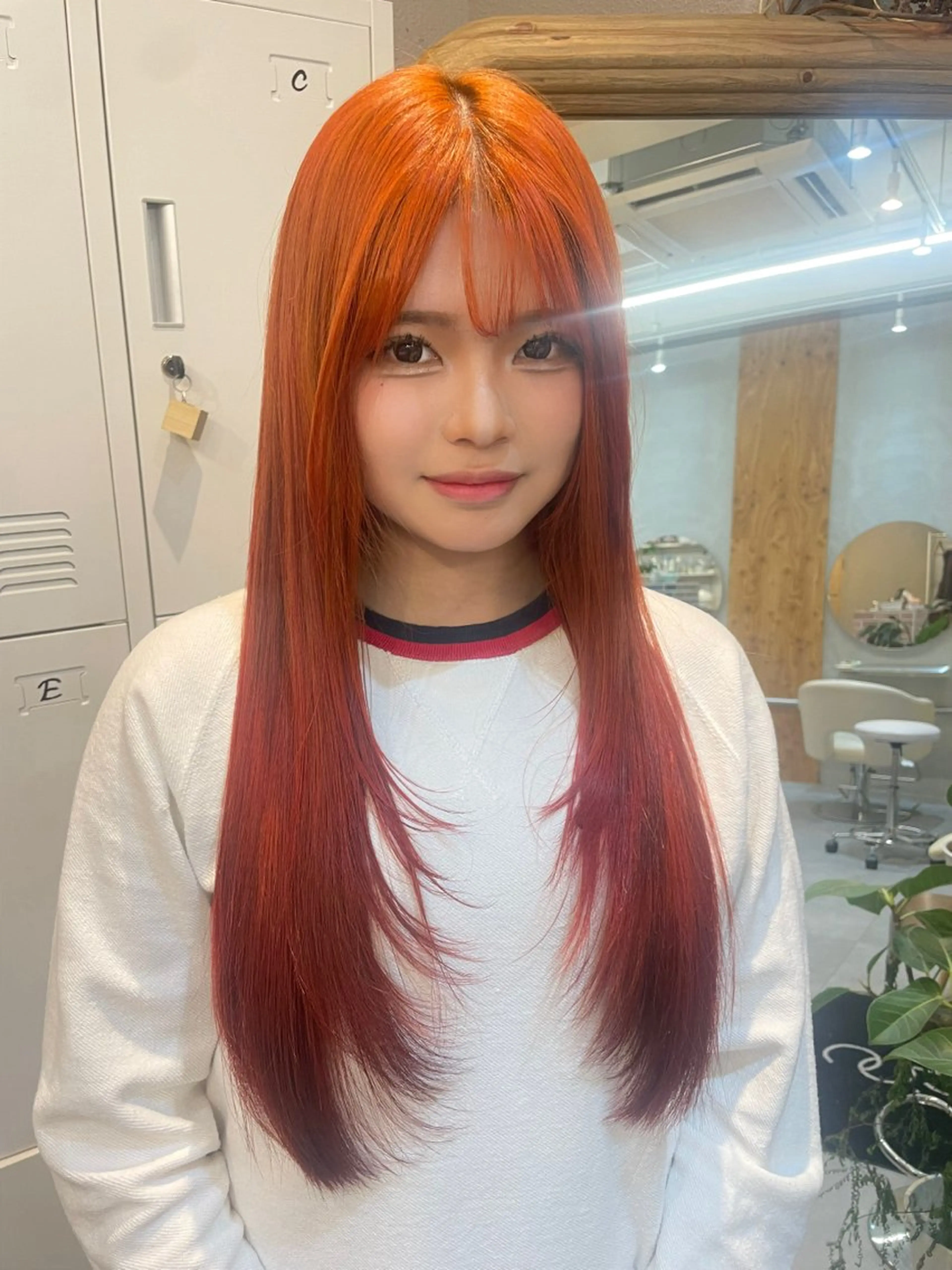 カラー オレンジ 暖色カラー/縮毛矯正 なーな🎀🤍のヘアスタイル