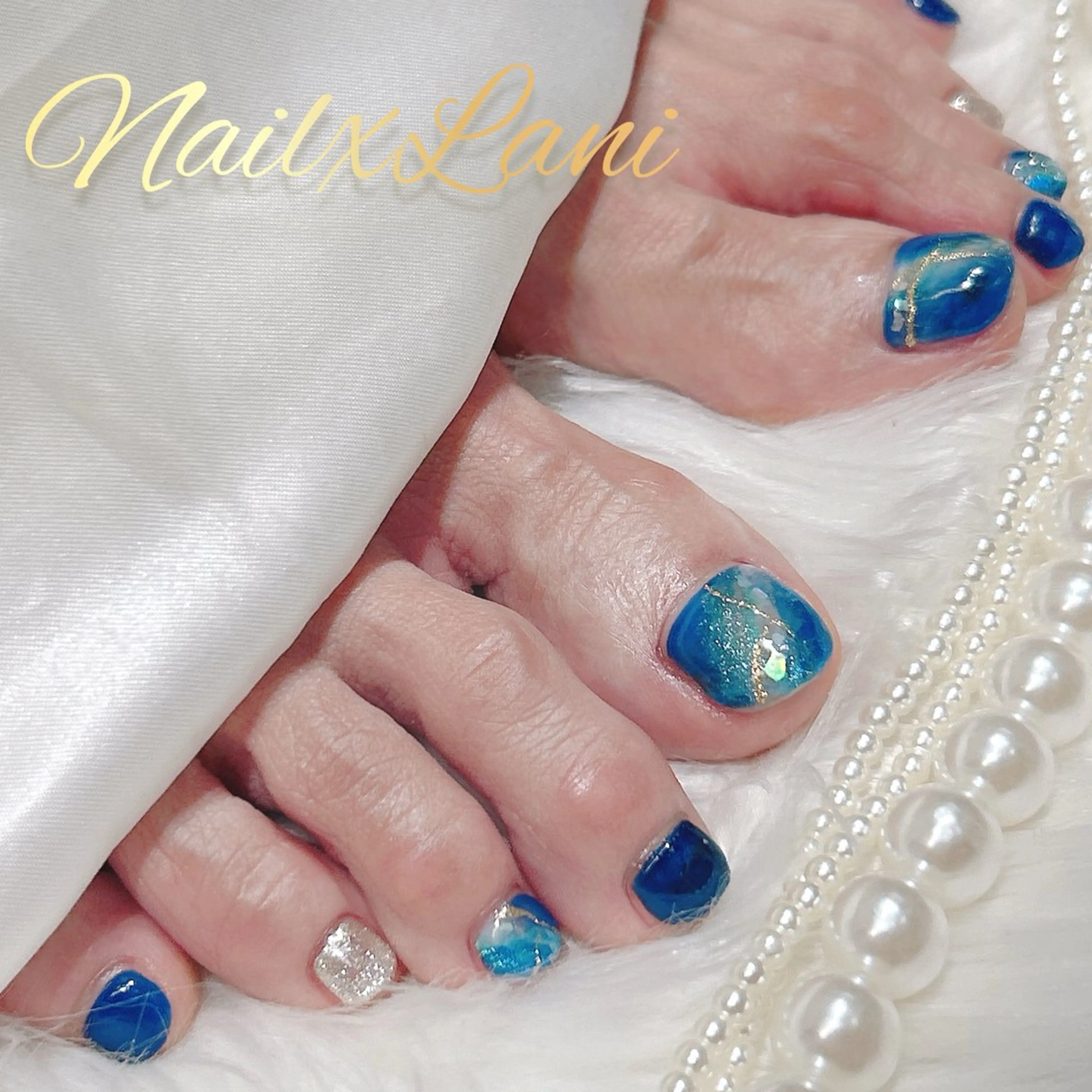 ネイル フットネイル ジェルネイル マグネットネイル パラジェル Nail×Lani 深爪矯正対応◎のネイルデザイン