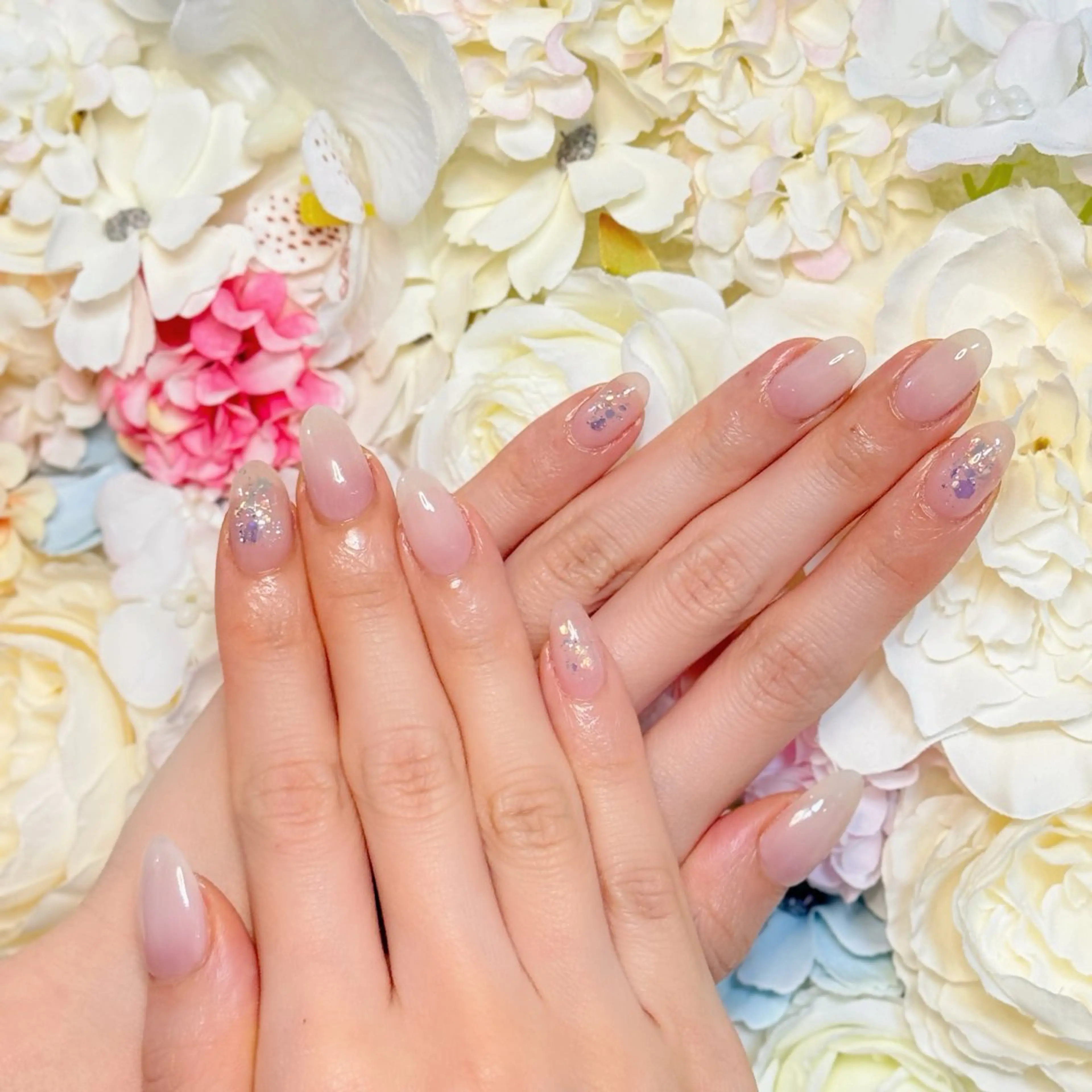 ネイル アートネイル オーロラネイル チークネイル フレンチネイル ガラスフレンチ 🎀🎀YooLi Nail Salonのネイルデザイン