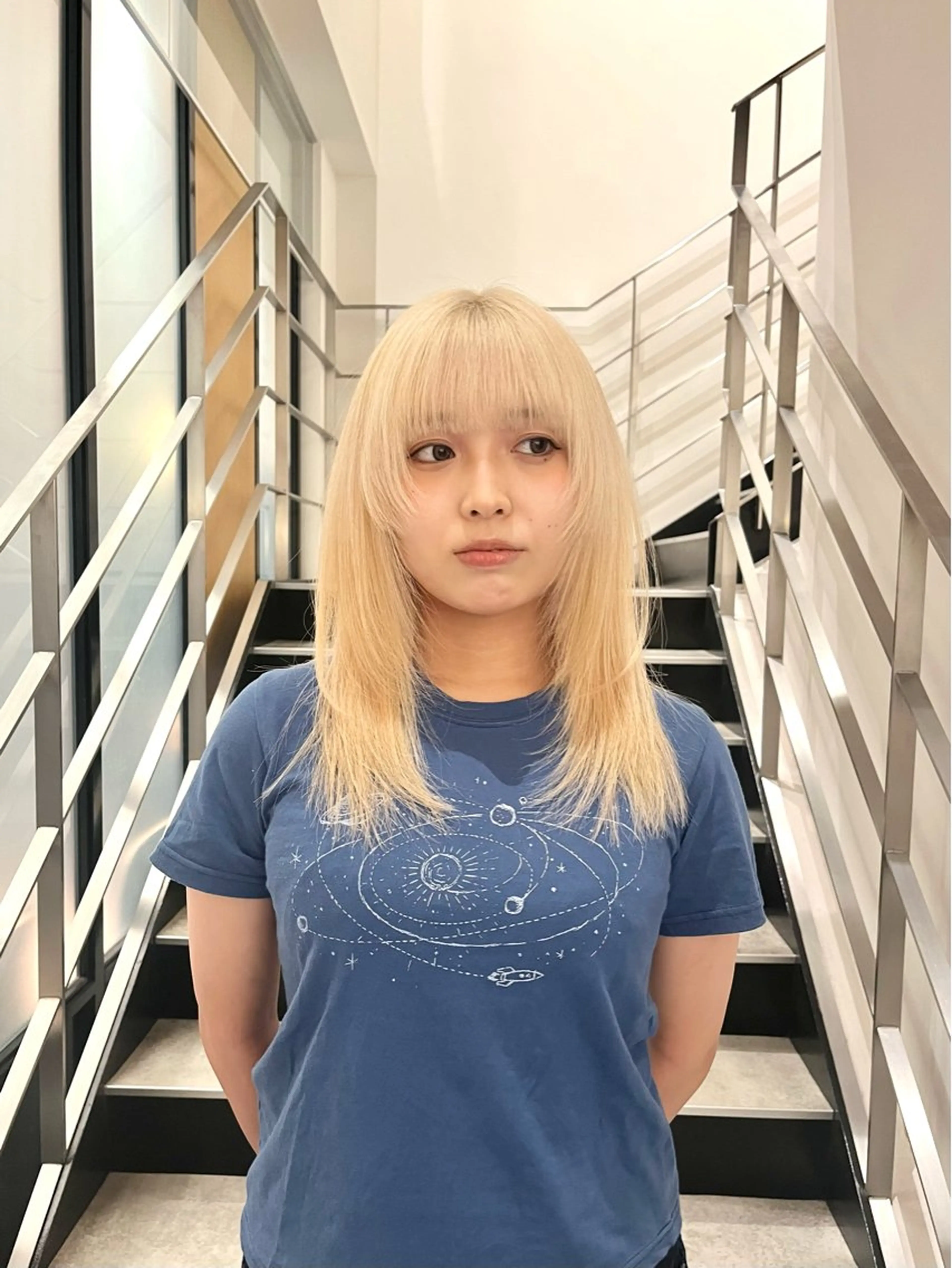 セミロング カラー カット ヘアカラー トリートメント GO TODAY SHAiRE SALON 原宿本店所属・ブリーチ/レイヤー ハッシュカット/河内のヘアスタイル